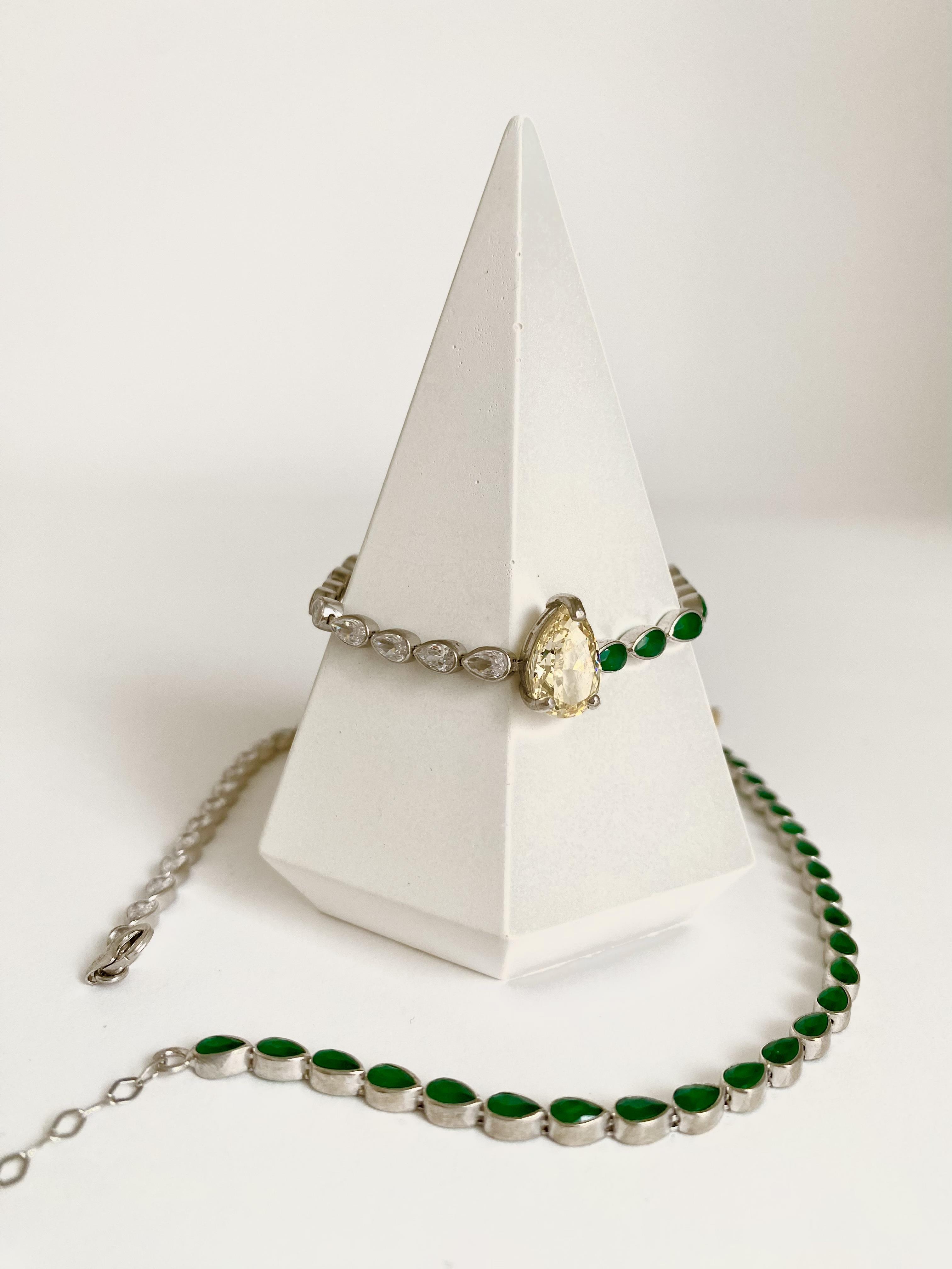 925 Ayar Gümüş Damla Taşlı Bileklik