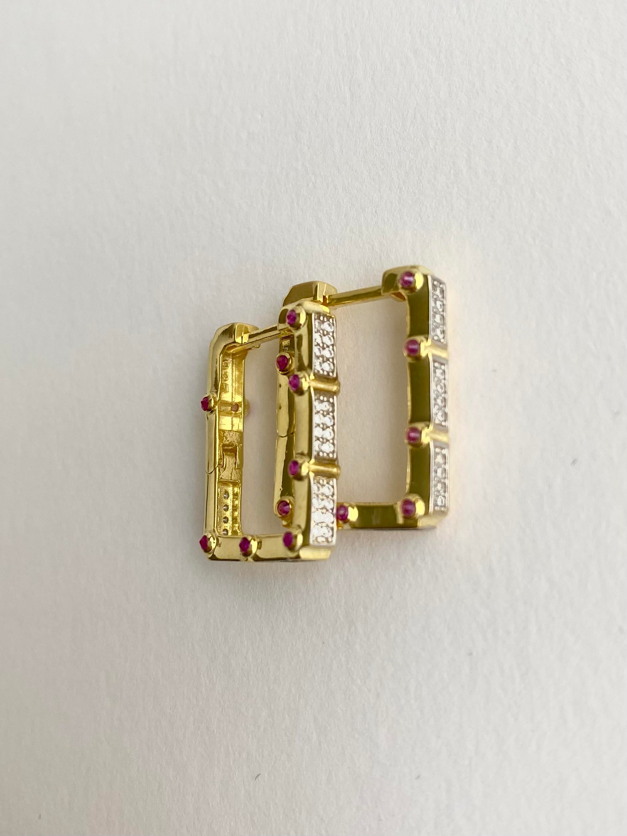 925 Ayar Zirkon Taşlı Dikdörtgen Leyla Küpe