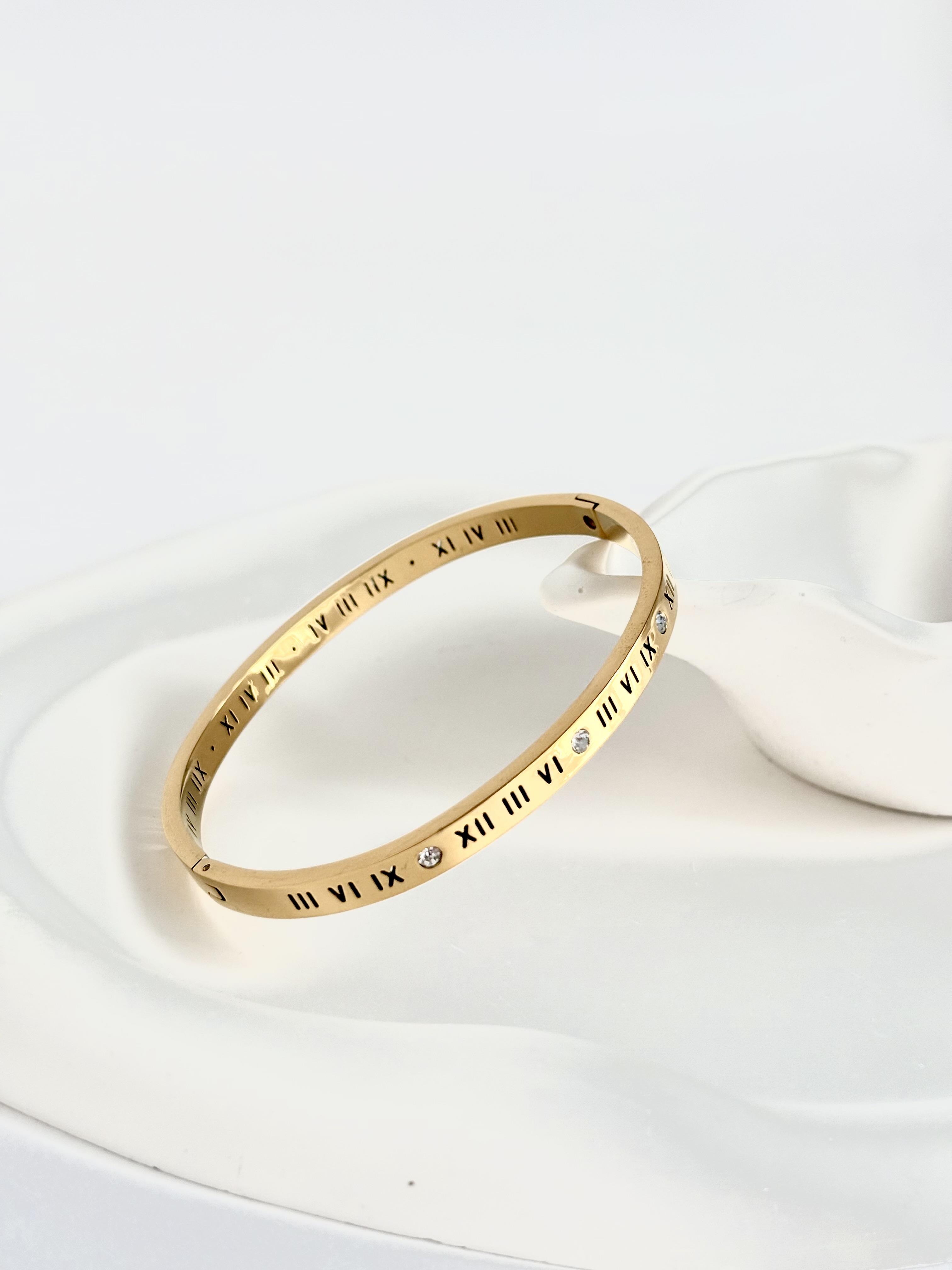 Antik Roma Rakamlı Çelik Bileklik