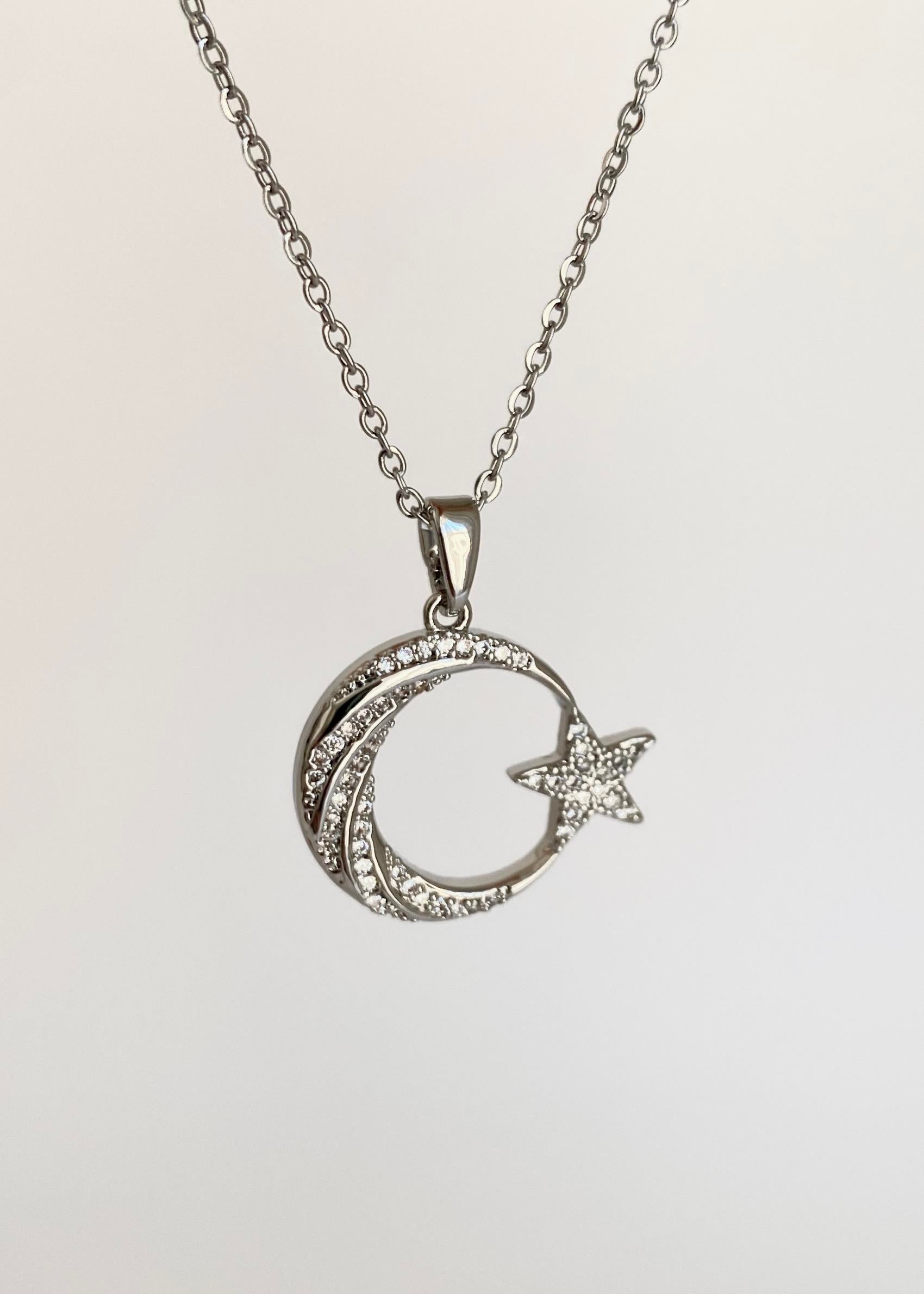 Ay Yıldız Türkiye Çelik Kolye-Silver
