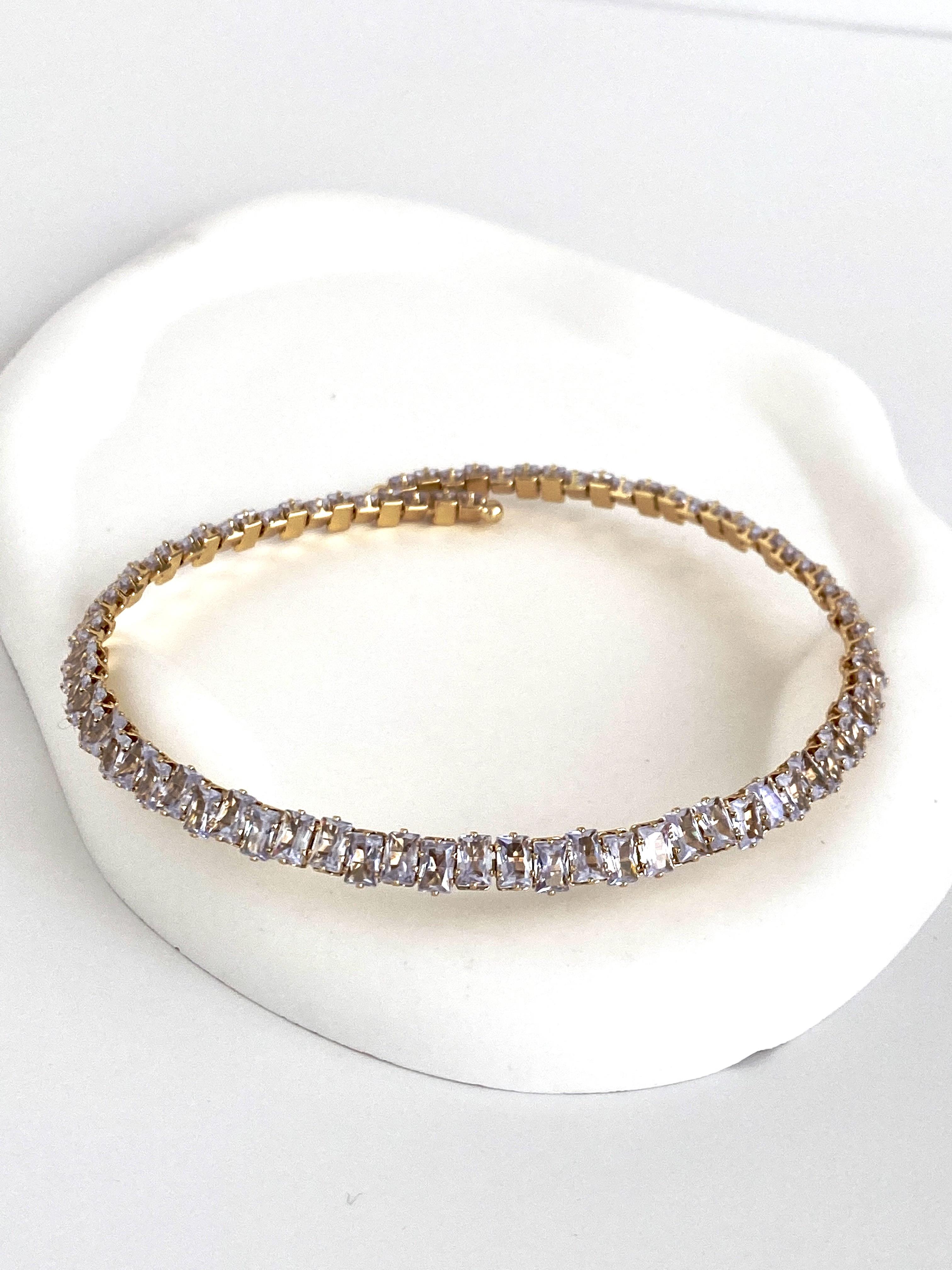 Baget Taşlı Su Yolu Choker Kolye - Gold