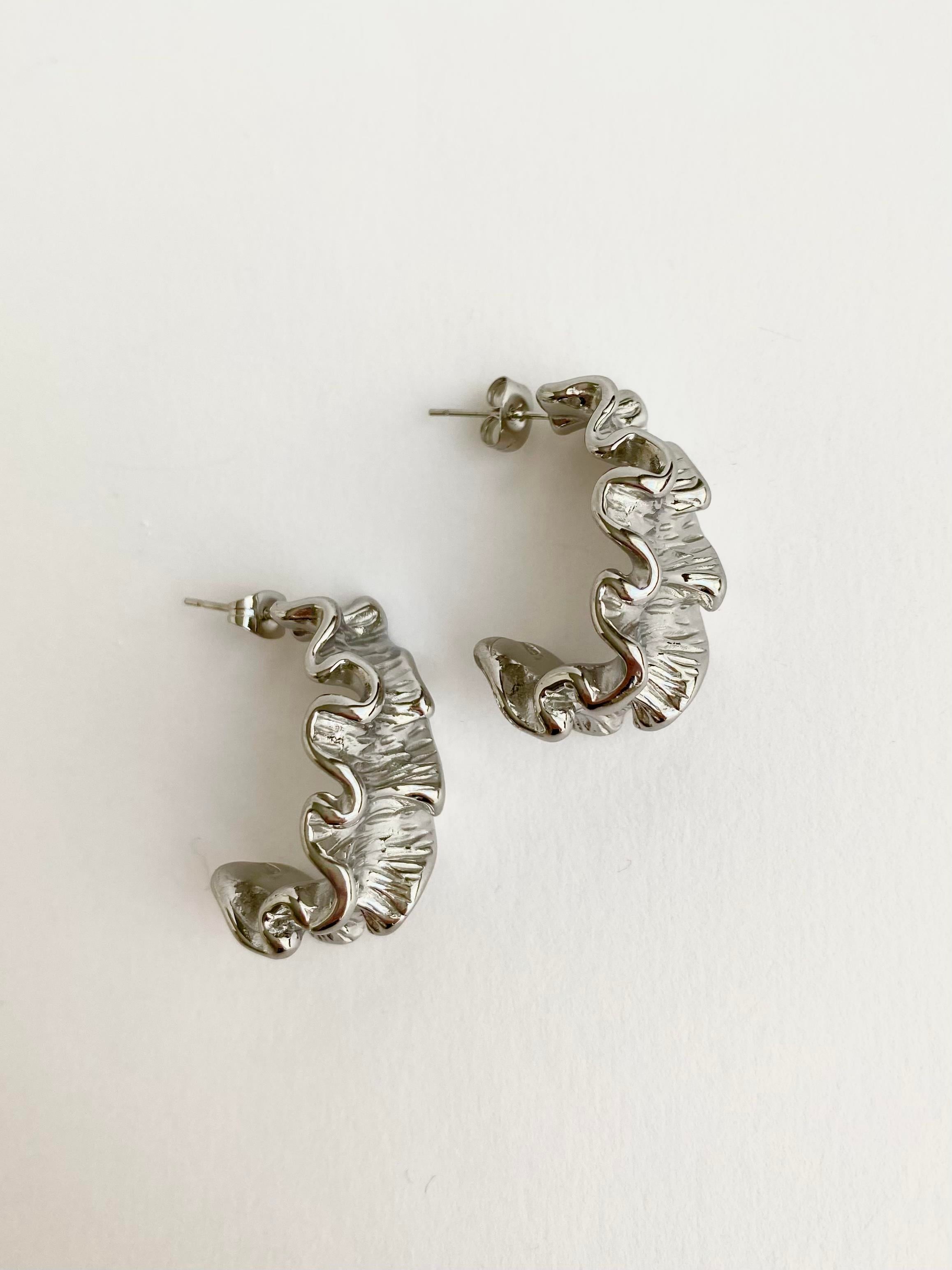 Çelik Büzgü Küpe-Silver