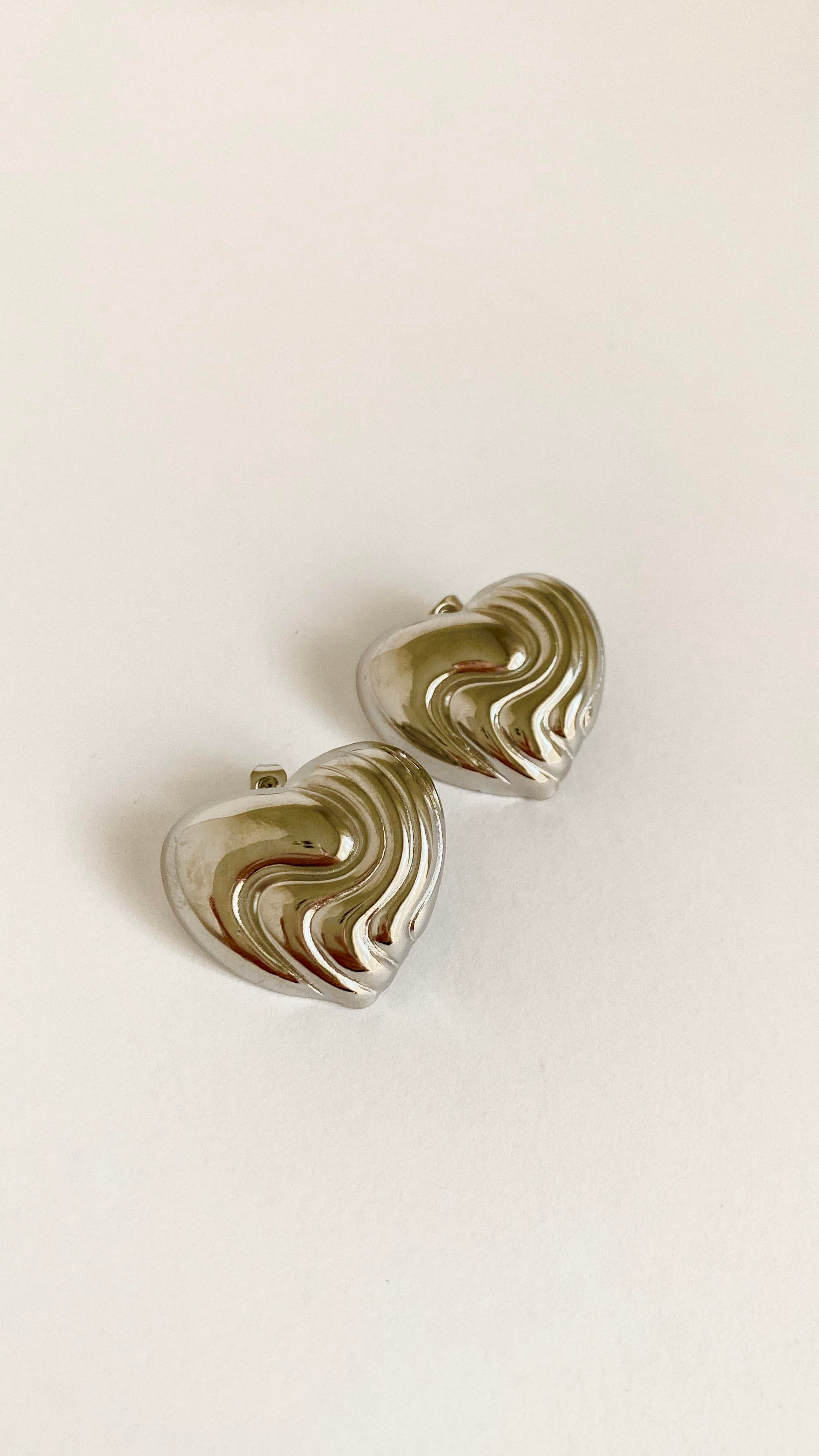 Çelik Kalp Küpe-Silver