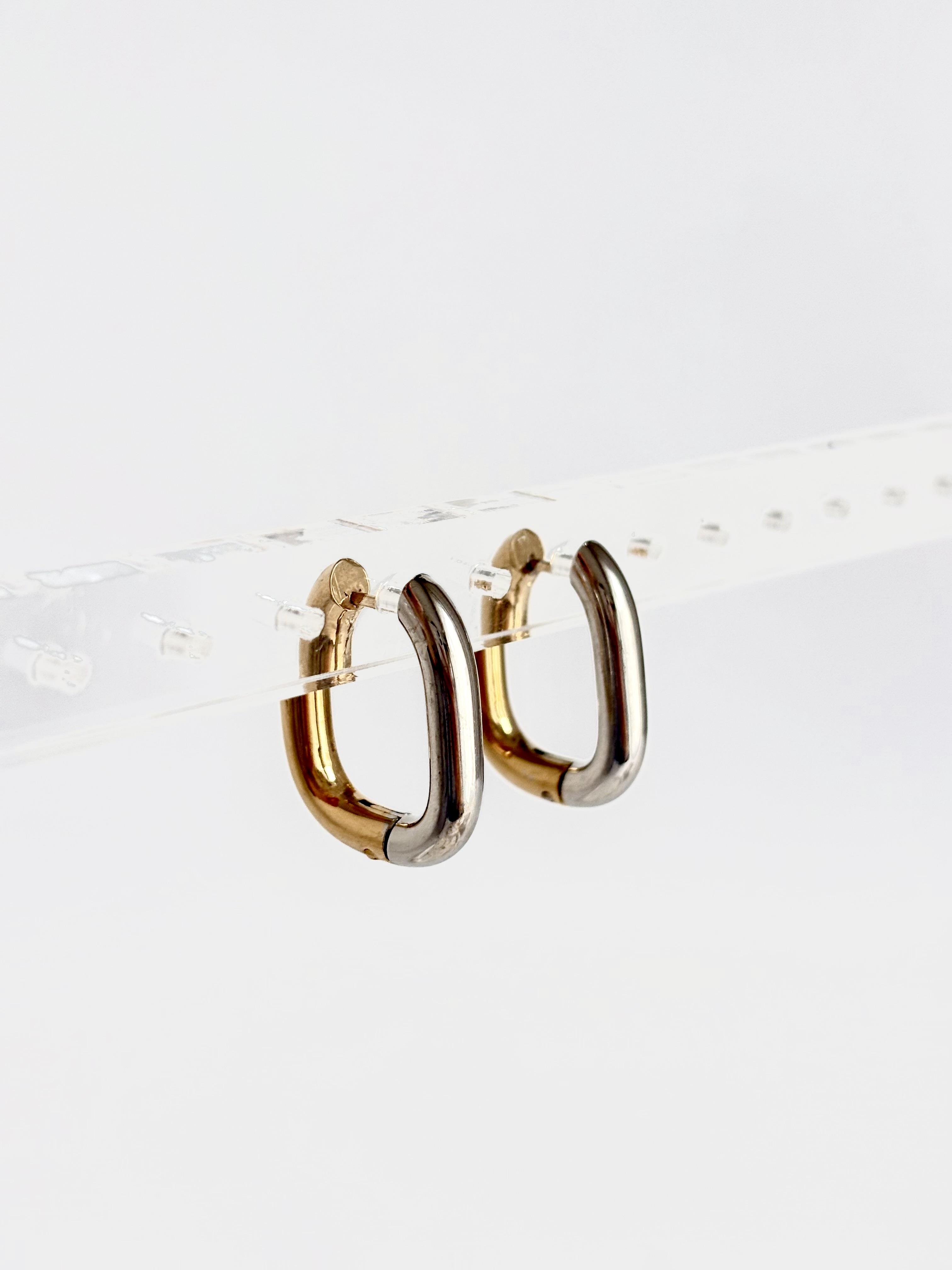 Çift Renkli Oval Halka Küpe