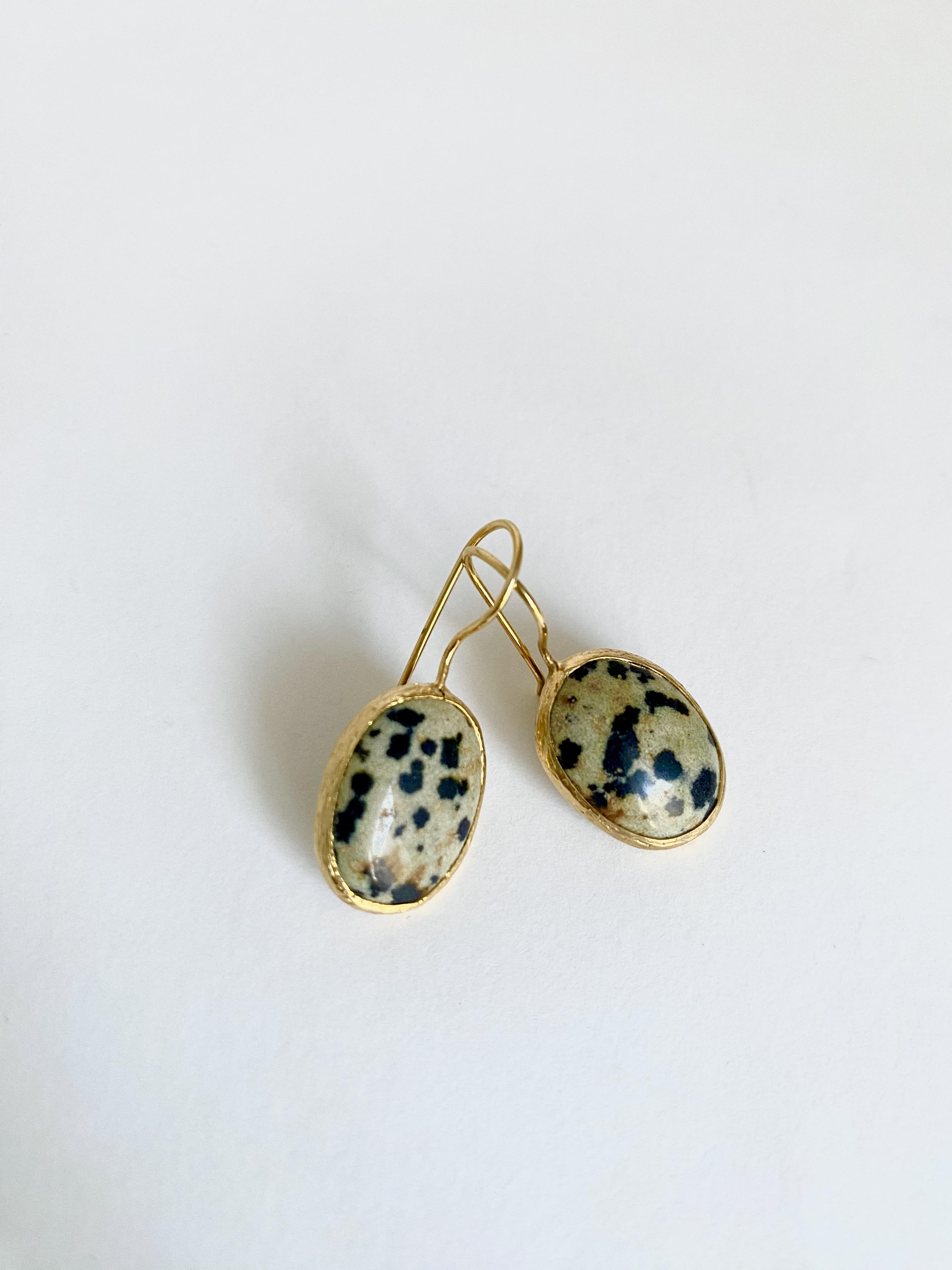 Dalmaçya Desen Doğal Jasper Taşı Zarif Küpe