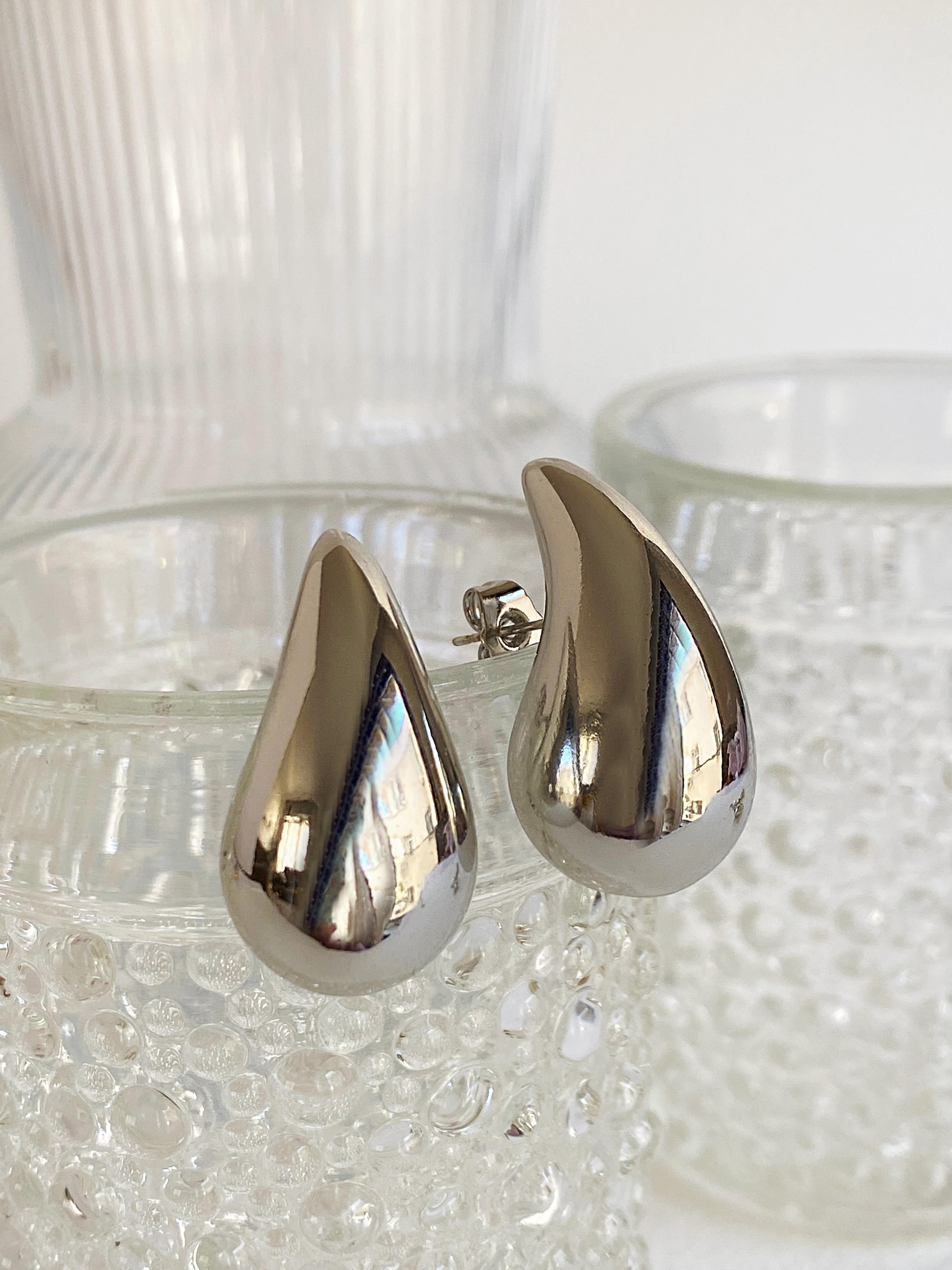 3cm Orijinal Boy Damla Küpe - Silver