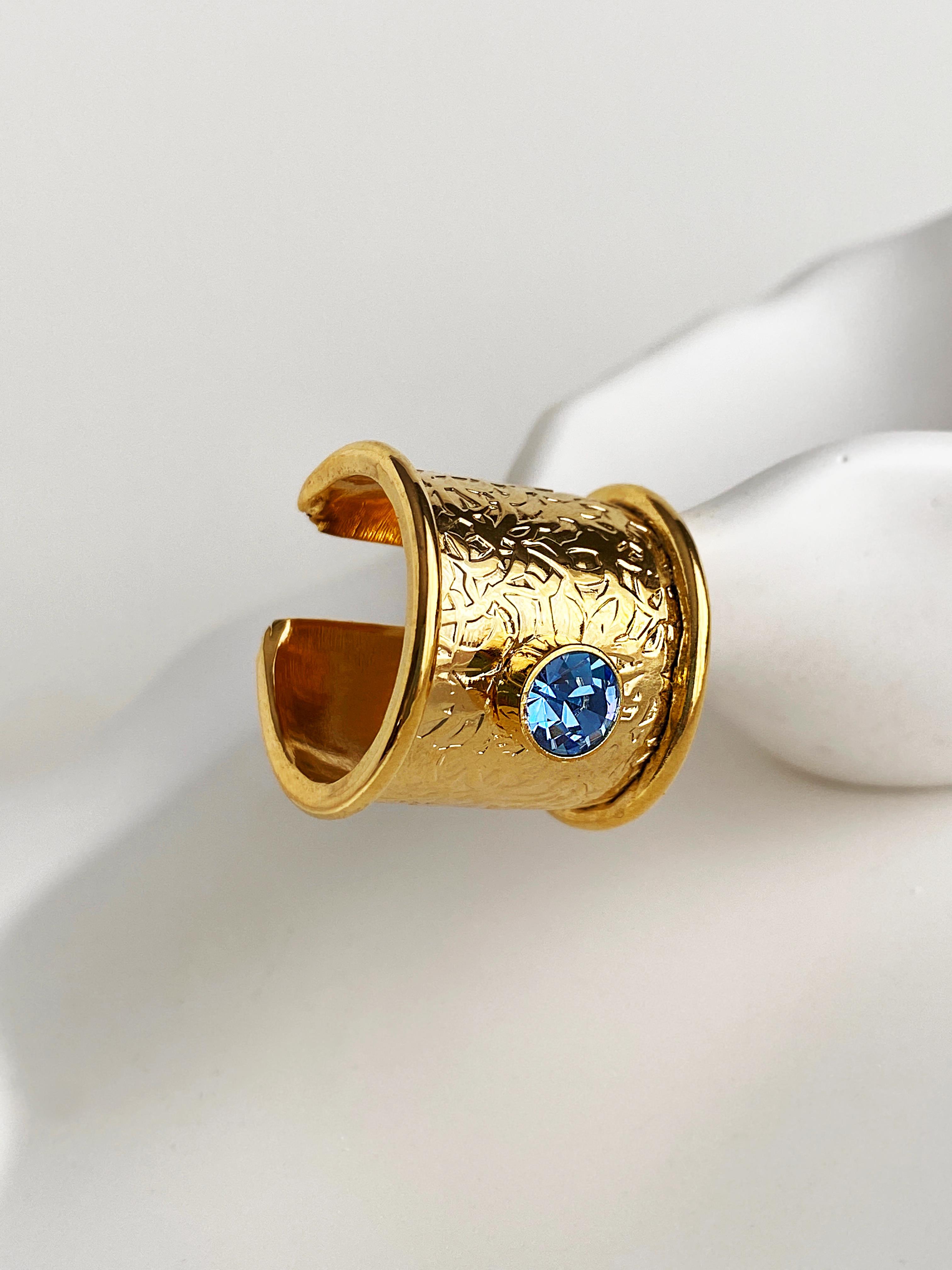 Özel Tasarım Altın Kaplama Swarovski Taşlı El Yapımı Yüzük