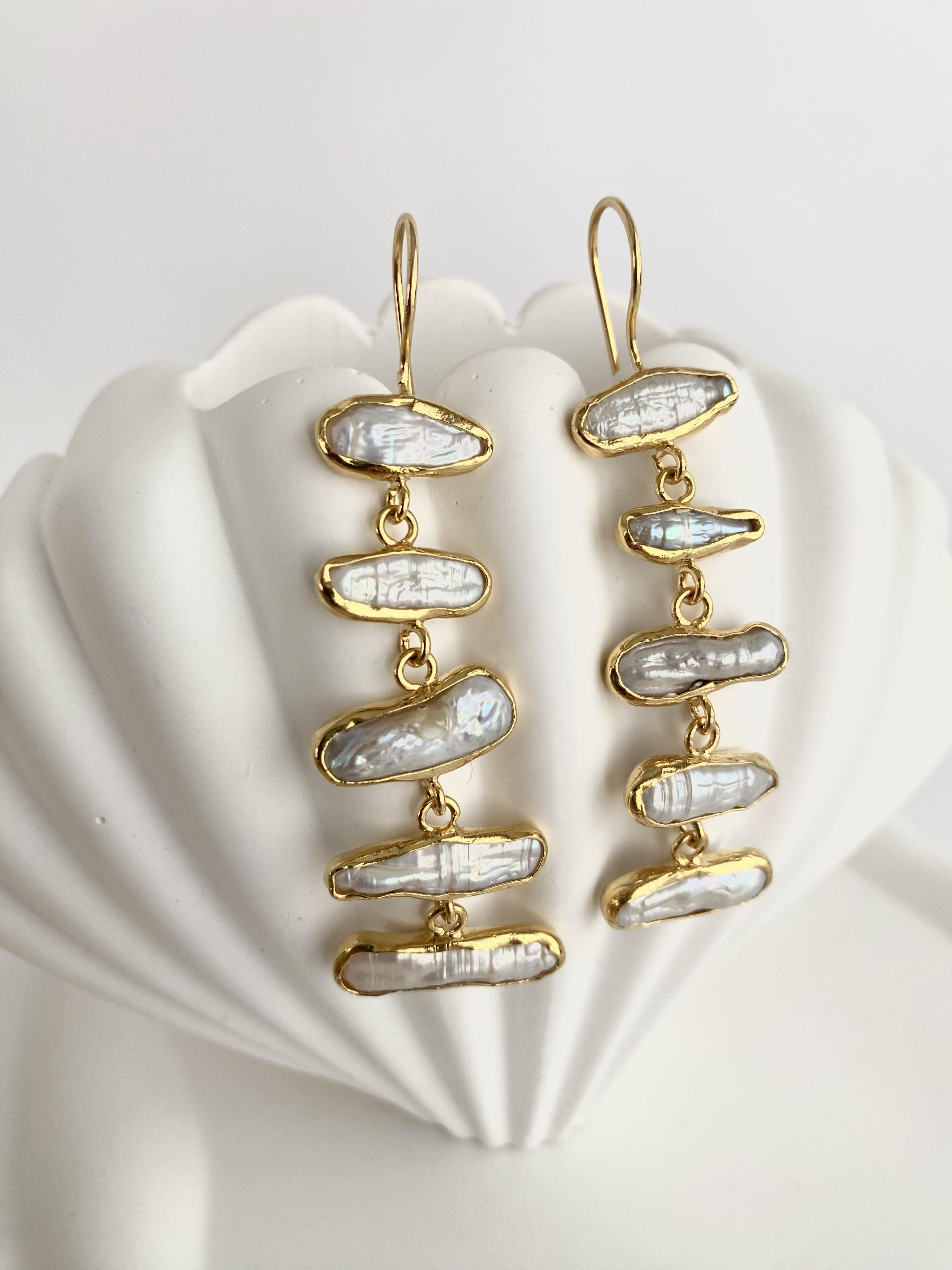 Özel Tasarım Gerçek İncili Sallantılı Rüzgar Gülü Küpe 