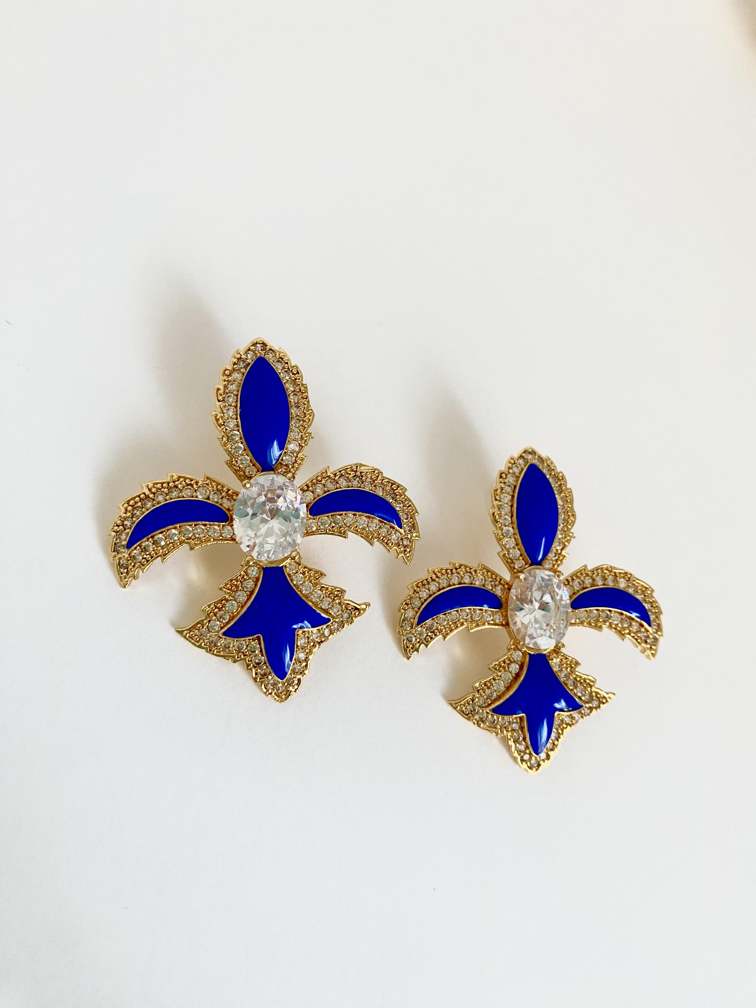 Özel Tasarım Lacivert Barok Küpe