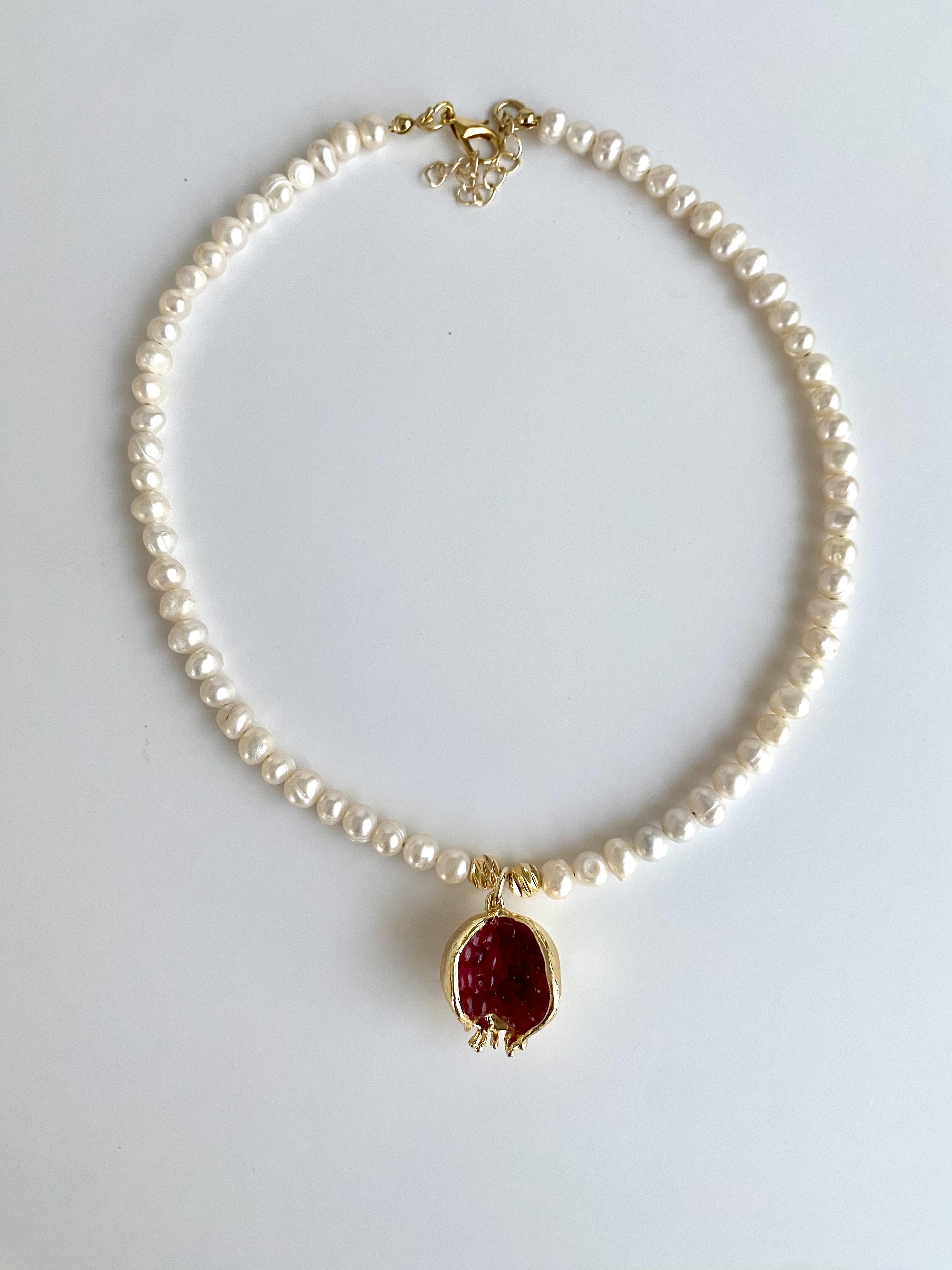 Özel Tasarım Nar Uçlu Tatlı Su İncisi Kolye