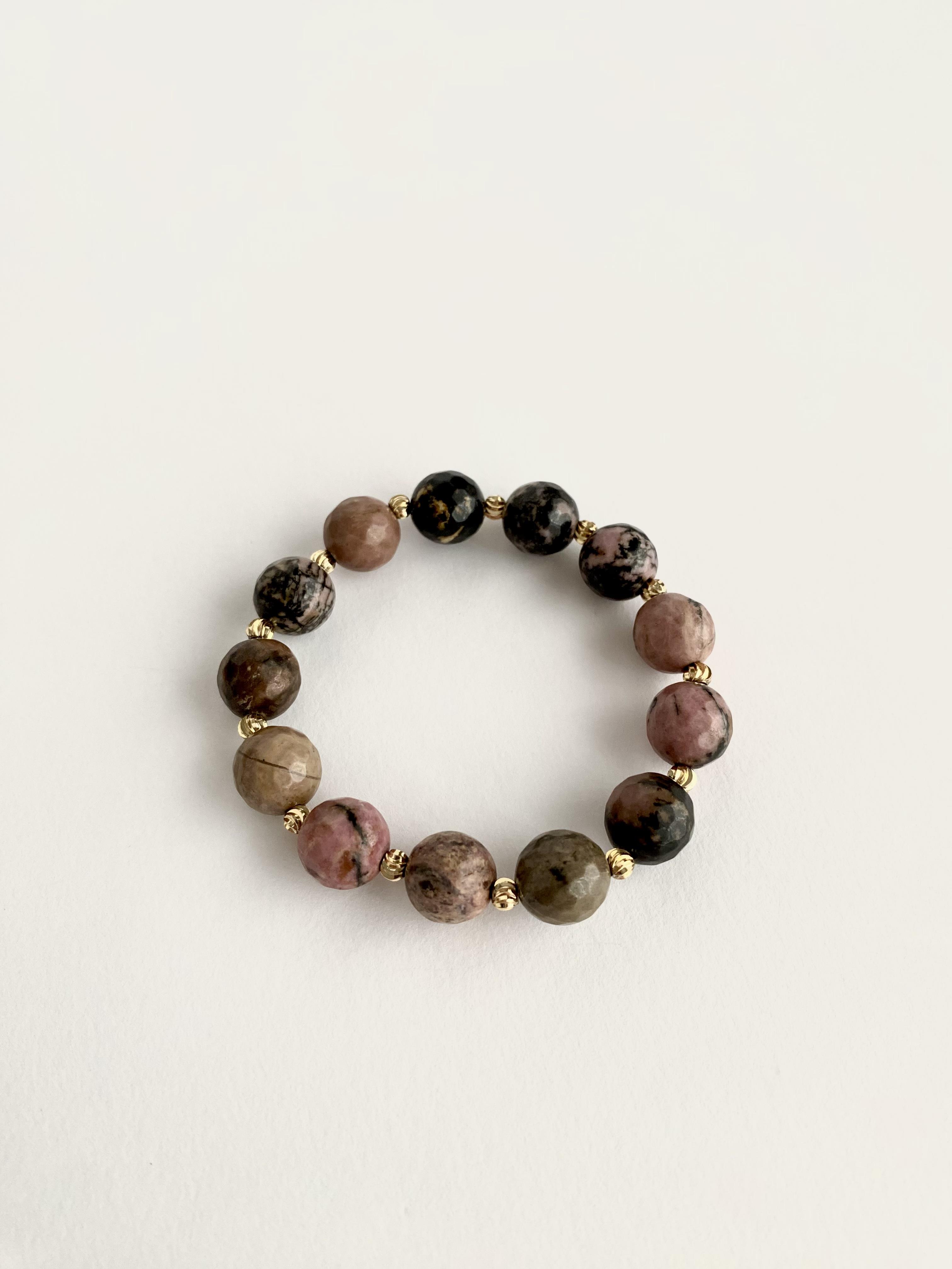 Pembe Rodonit Taşlı Esnek Bileklik