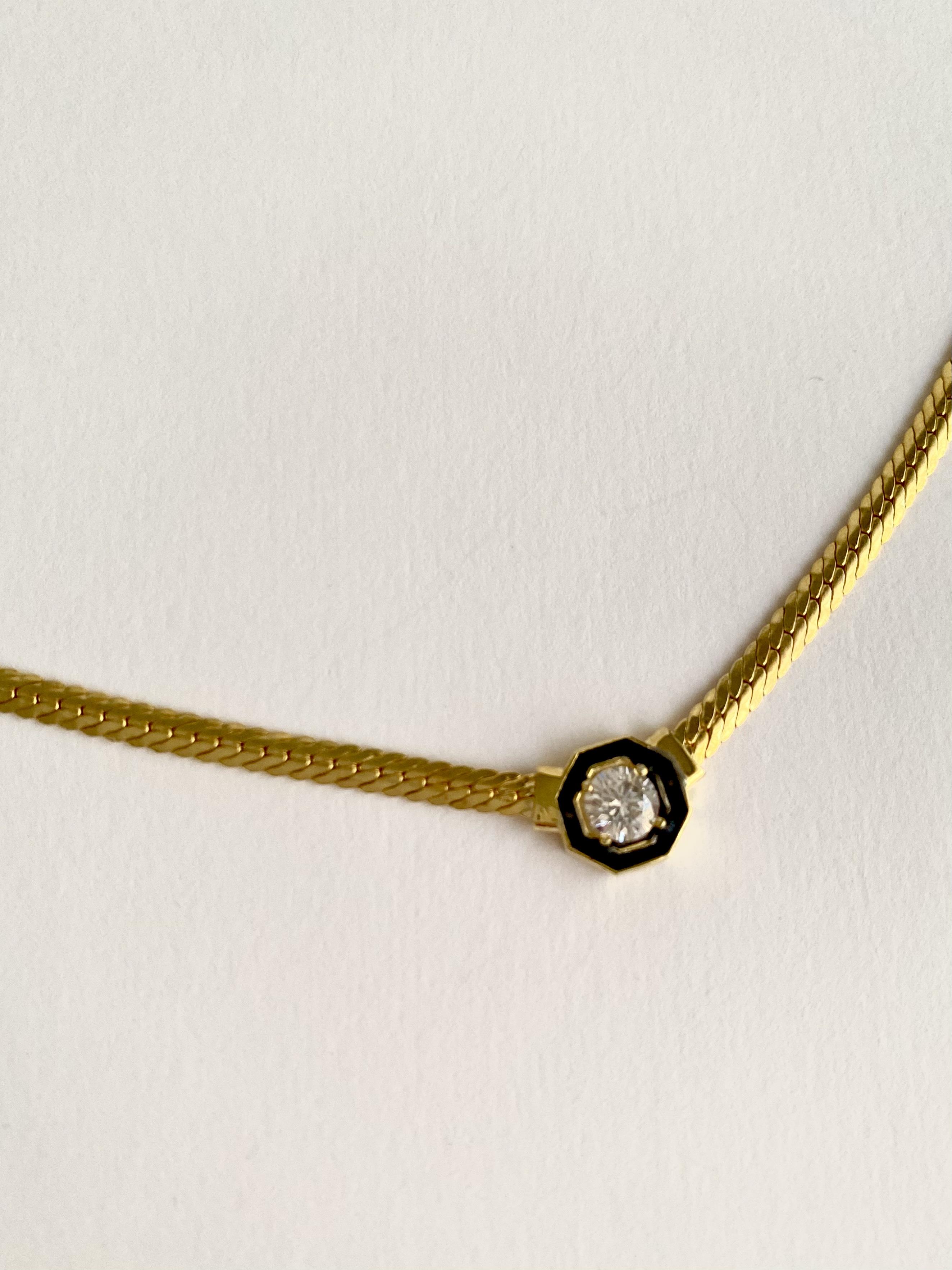 Serenay Avukat Leyla 925 Ayar Gümüş Siyah Mineli İtalyan Ezme Kolye