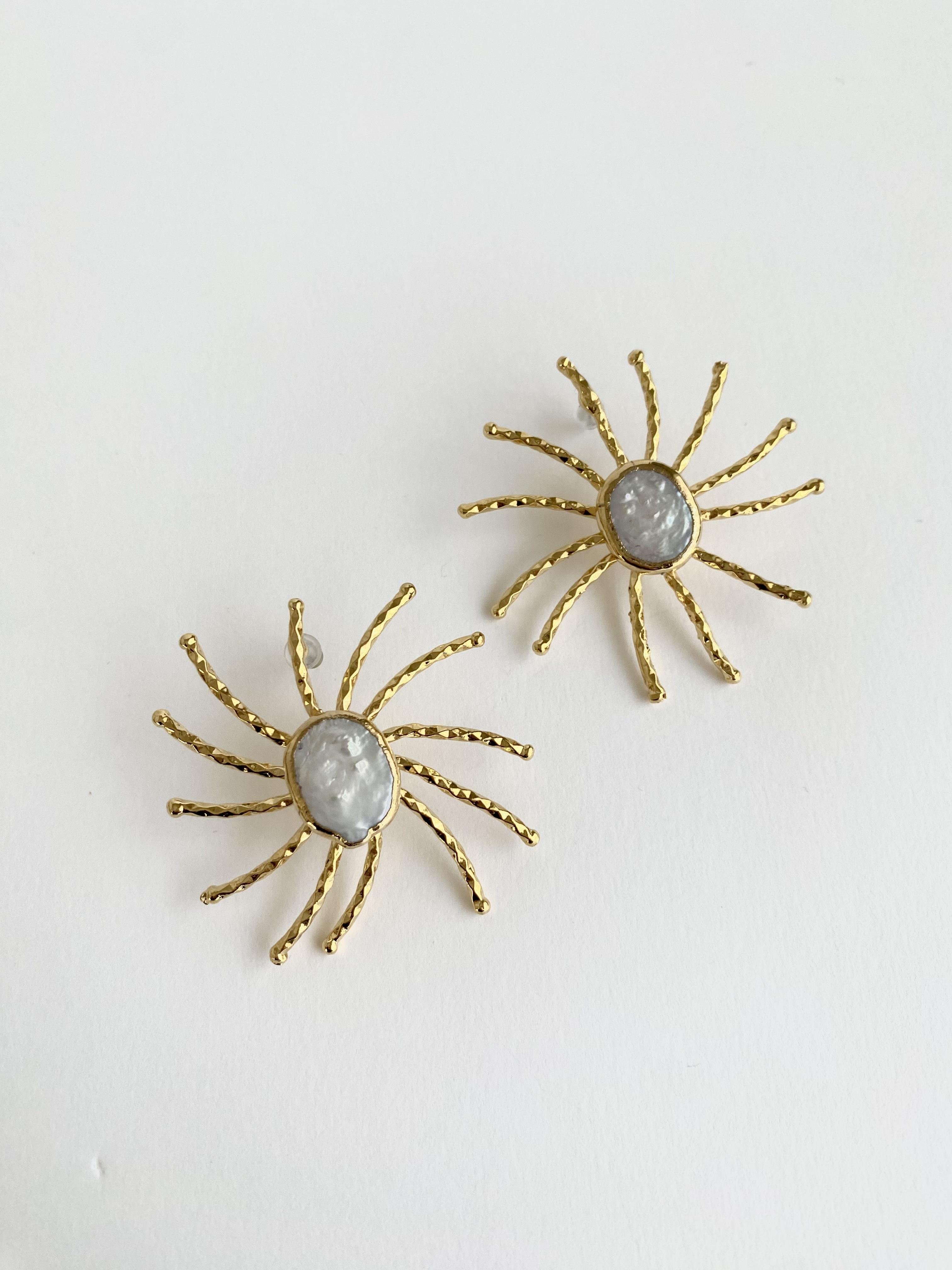 Tasarım Gerçek İncili Güneş Küpe 