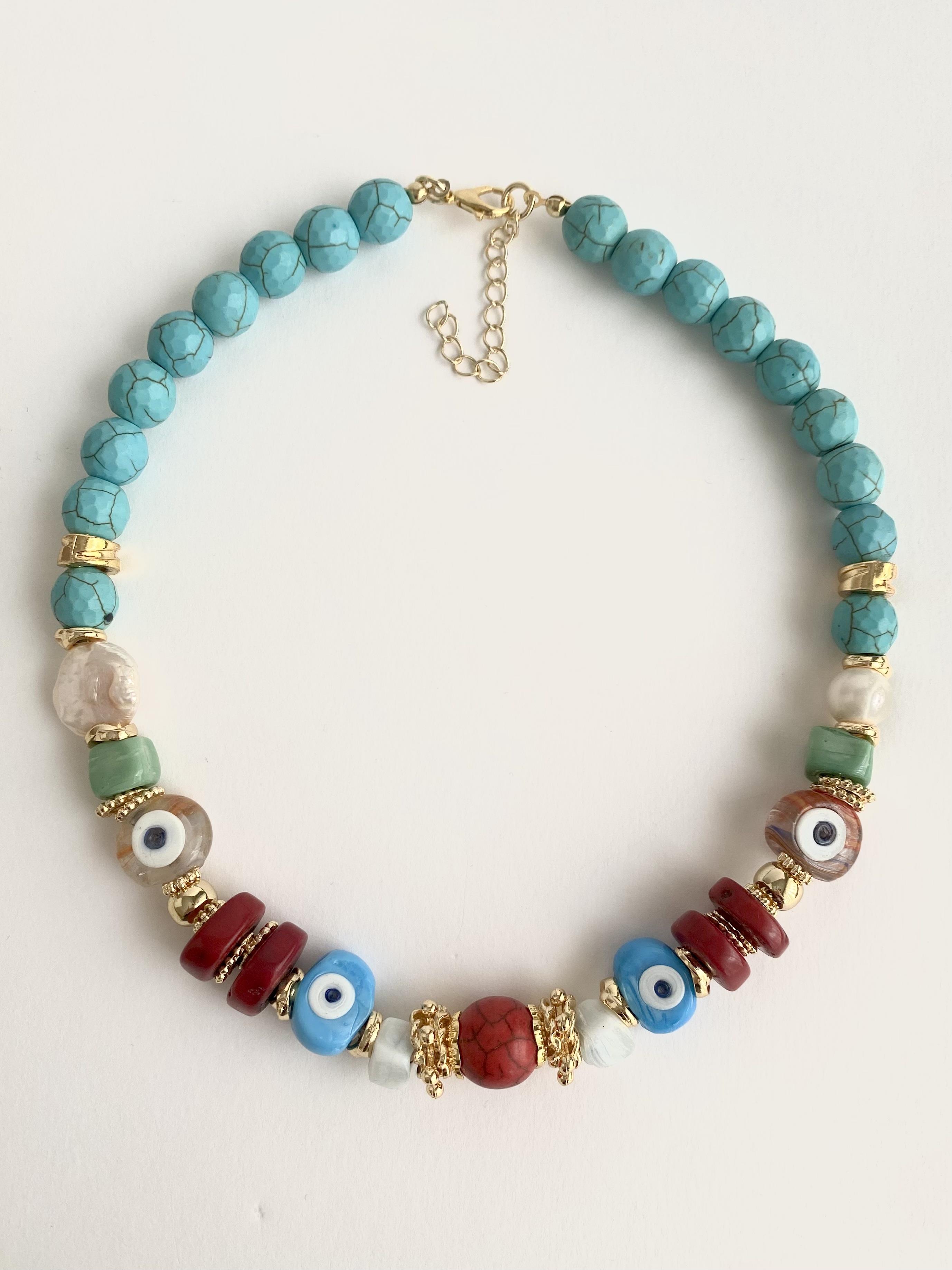 Tasarım Mavi Boncuklu Nazar Kolye