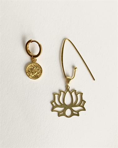925 Ayar Gümüş Ada Lotus Küpe Kombini-Orta Boy
