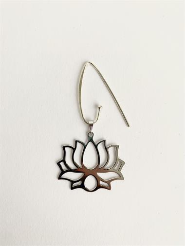 925 Ayar Gümüş Ada Lotus Küpe - Orijinal Boy- Silver