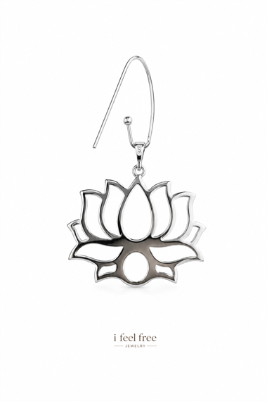 925 Ayar Gümüş Ada Lotus Küpe - Orijinal Boy- Silver