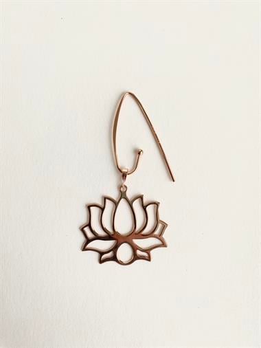 925 Ayar Gümüş Ada Lotus Küpe - Orijinal Boy- Rose