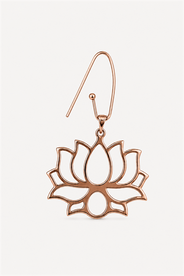 925 Ayar Gümüş Ada Lotus Küpe - Orijinal Boy- Rose