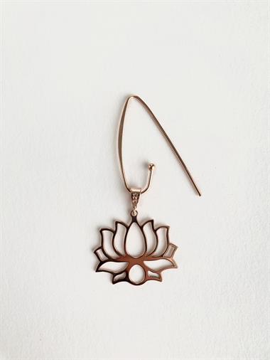 925 Ayar Gümüş Ada Lotus Küpe - Orta Boy-Rose