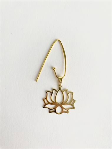 925 Ayar Gümüş Ada Lotus Küpe - Orta Boy