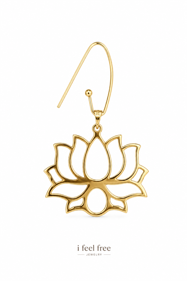 925 Ayar Gümüş Ada Lotus Küpe TEK - Büyük Orijinal Boy