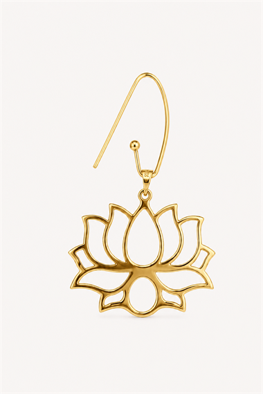 925 Ayar Gümüş Ada Lotus Küpe TEK - Büyük Orijinal Boy