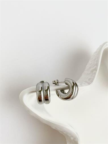 Çelik 2'li Mini Halka Küpe-Silver