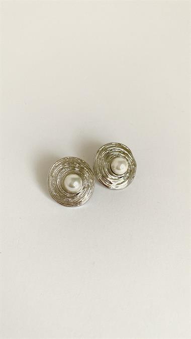 Çelik İncili Vintage Küpe-Silver