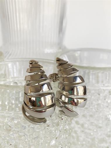 3cm Orijinal Boy Izgara Detaylı Damla Küpe - Silver