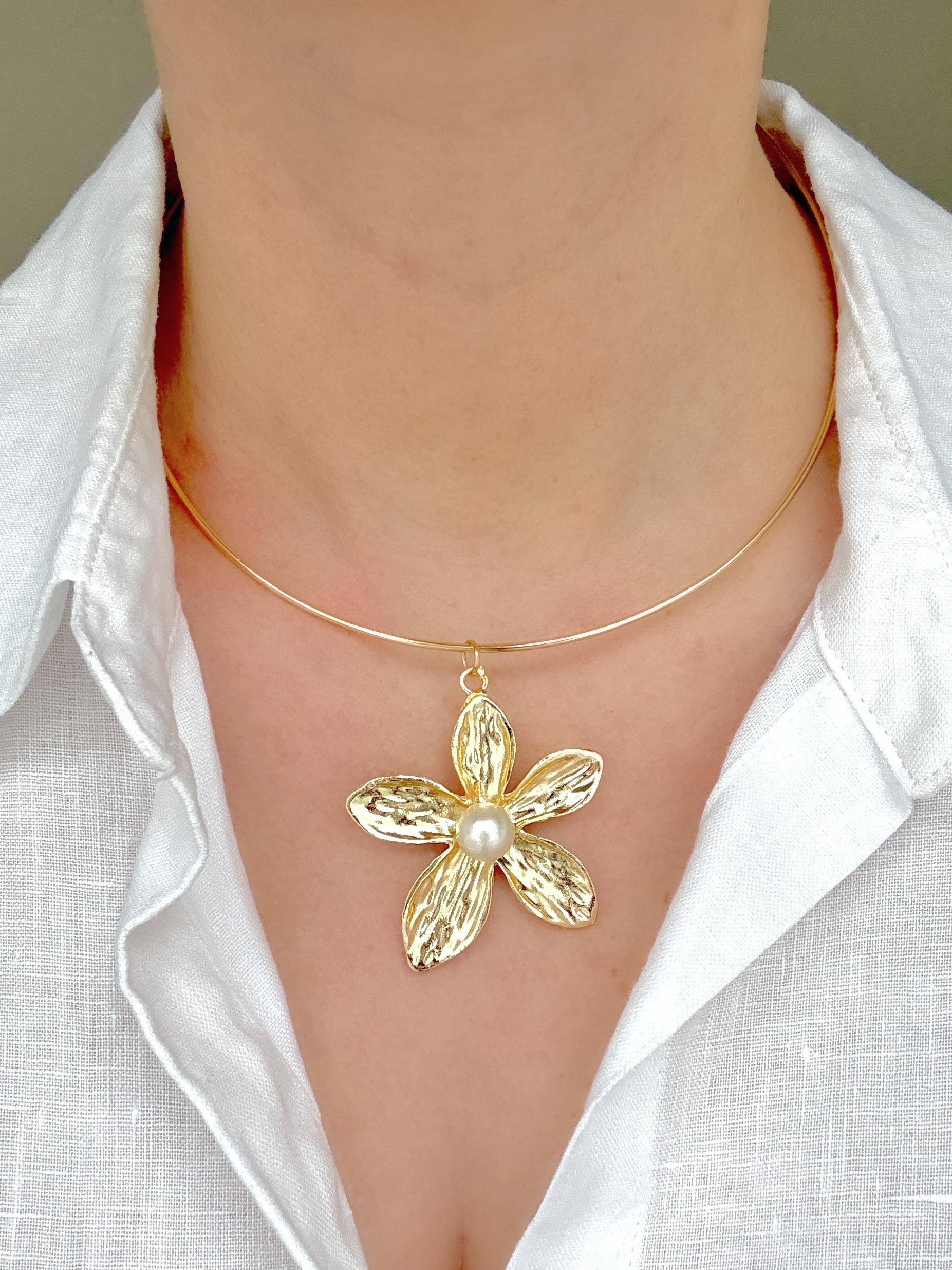  İncili Lotus Halka Kolye