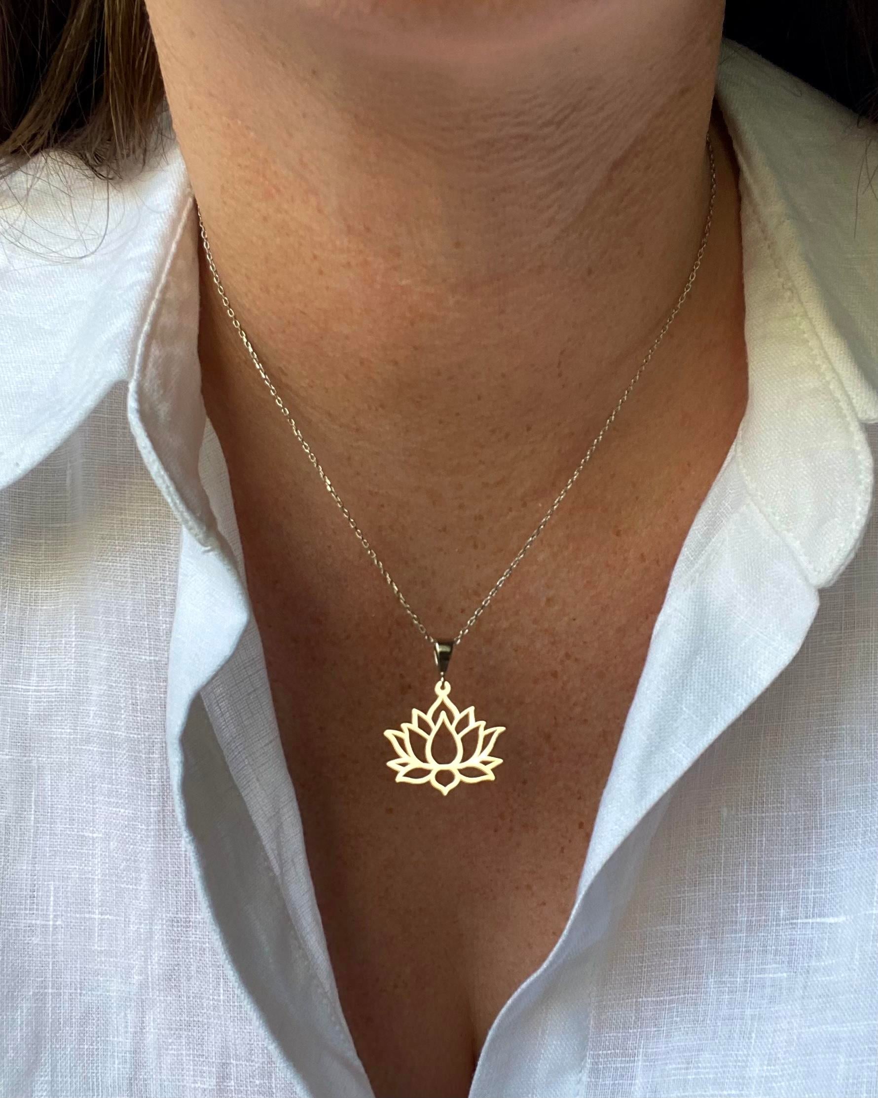 925 Ayar Gümüş Ada Lotus Kolye-Küçük Boy-Silver