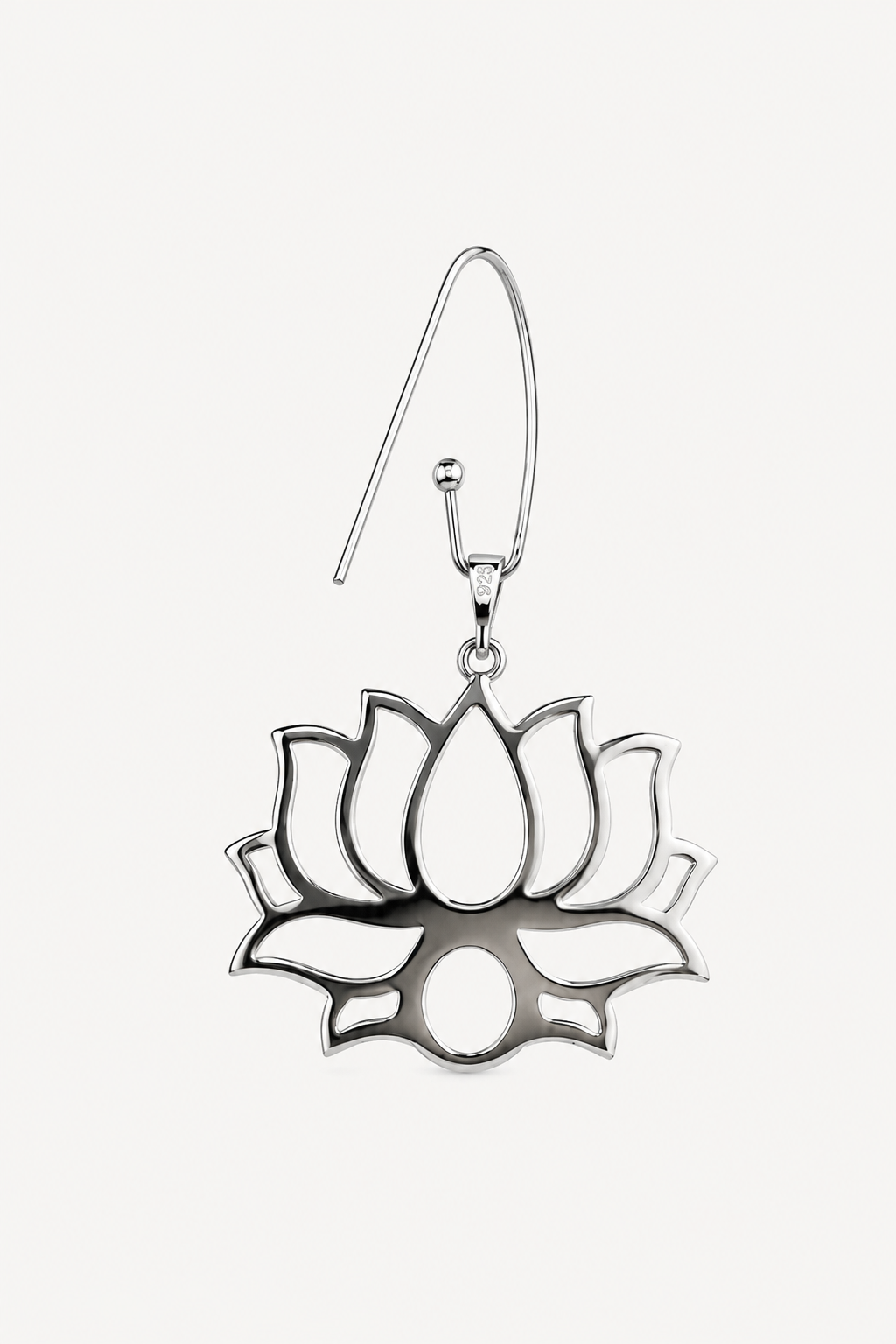925 Ayar Gümüş Ada Lotus Küpe - Orijinal Boy- Silver