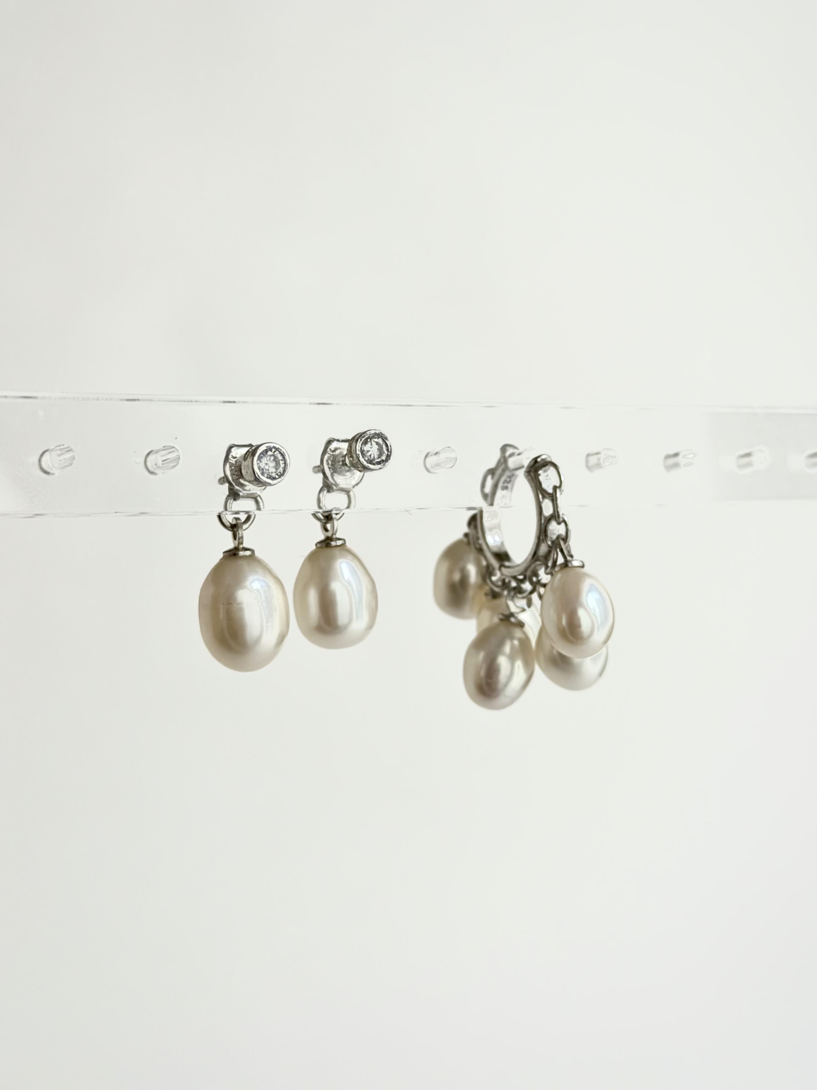 925 Ayar Gümüş Belle Sallantılı İnci Küpe-Silver