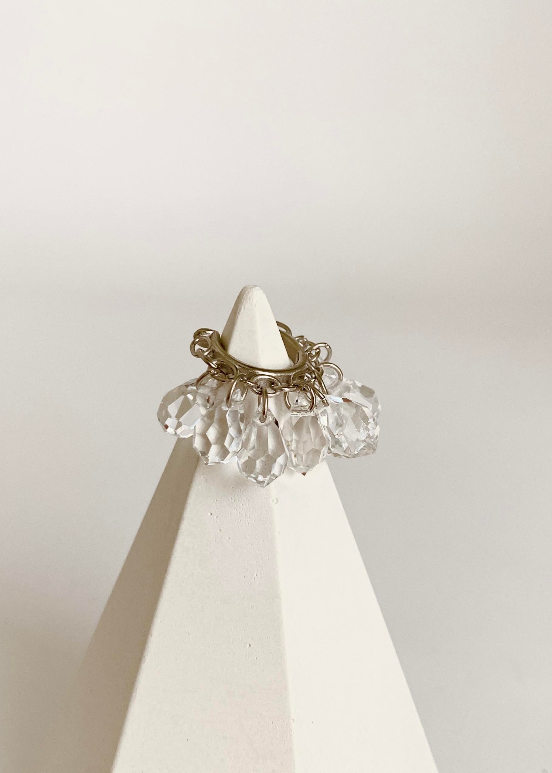 925 Ayar Gümüş Kristal Taşlı Earcuff Kıkırdak Küpe-Silver