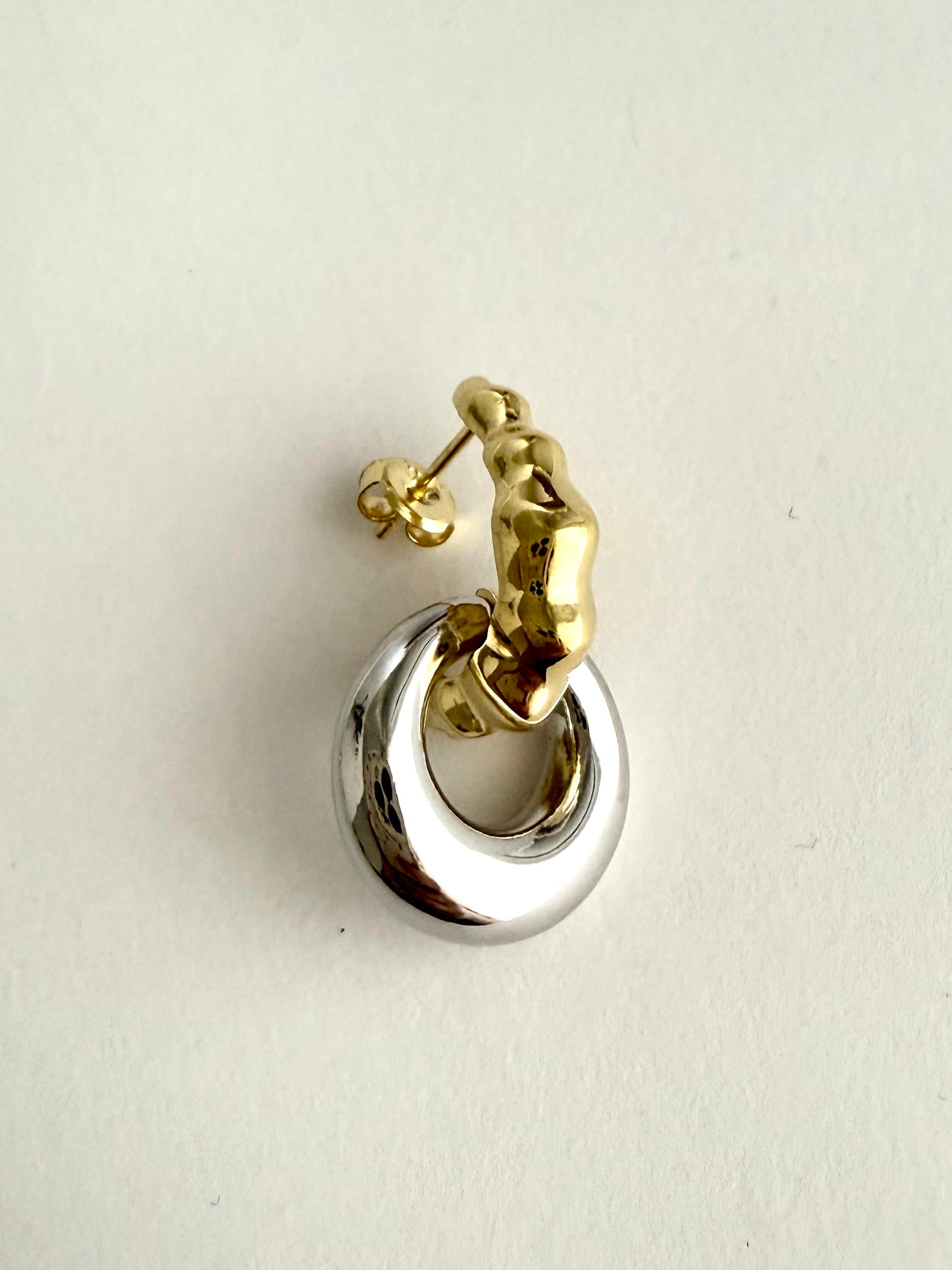 925 Ayar Gümüş Serenay Avukat Leyla Çift Renk Küpe-TEK