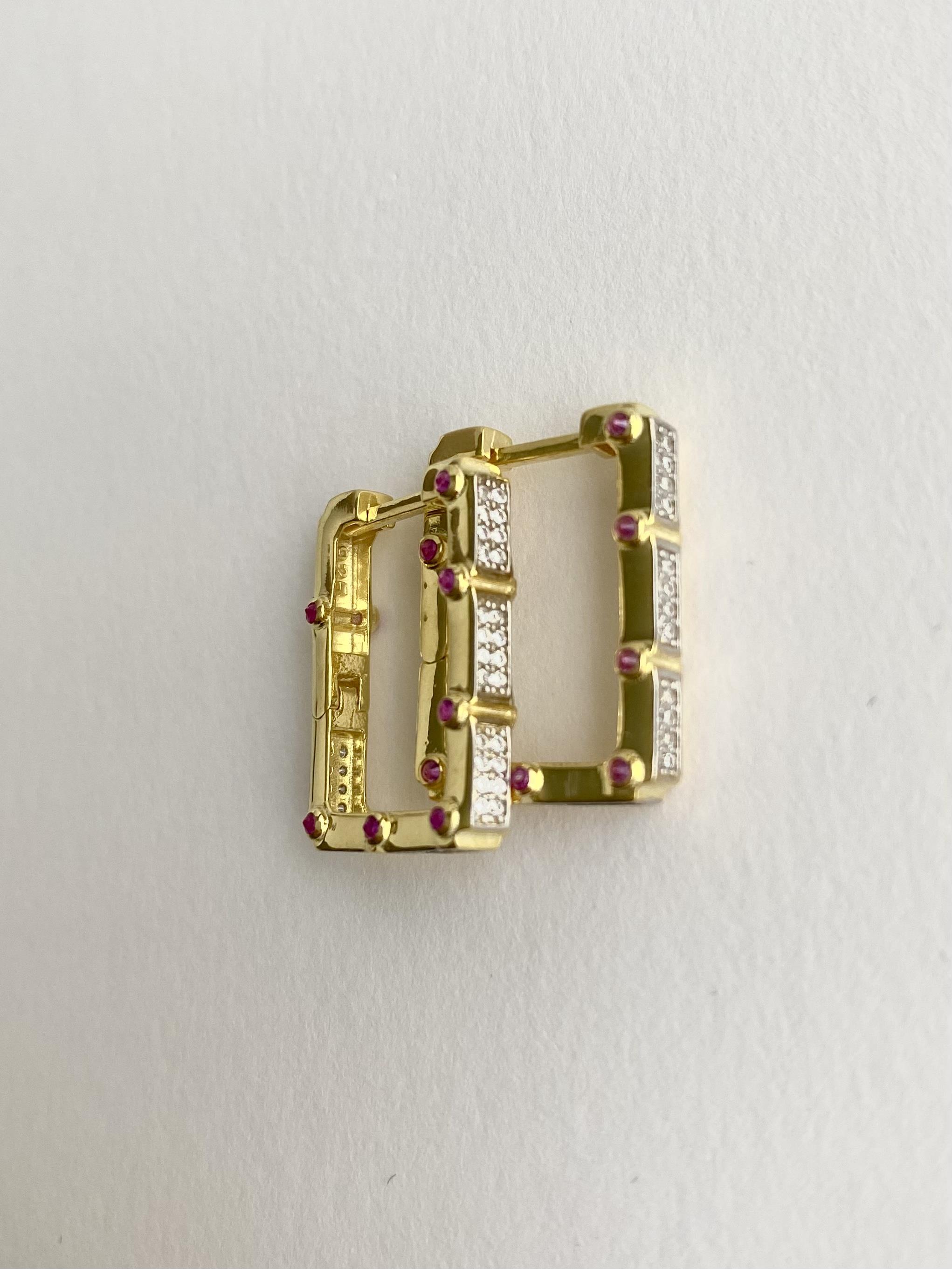 925 Ayar Zirkon Taşlı Dikdörtgen Leyla Küpe