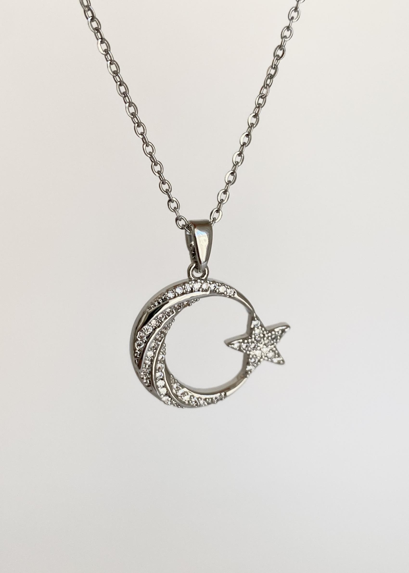 Ay Yıldız Türkiye Çelik Kolye-Silver