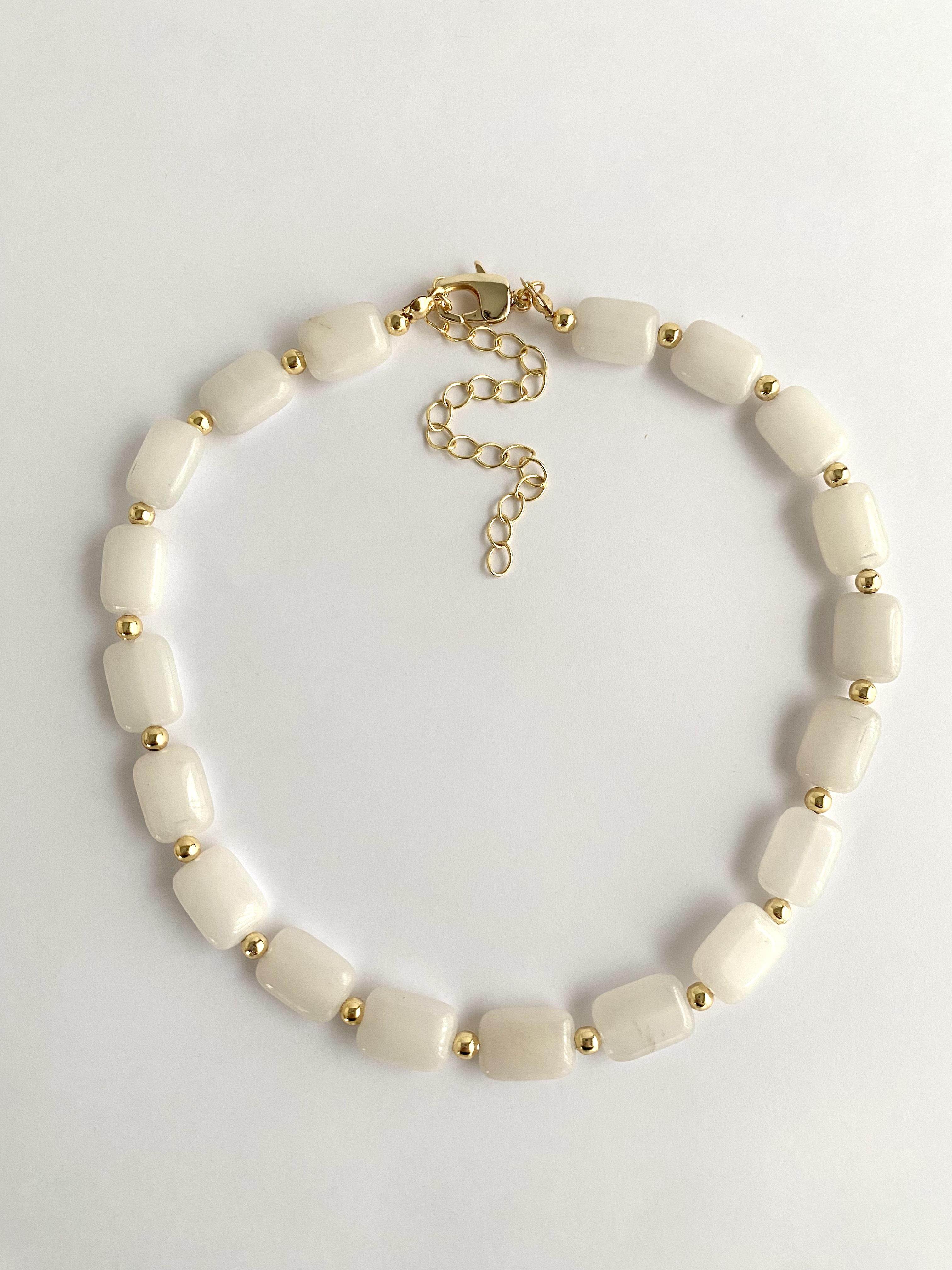 Beyaz Draje Doğal Taş Kolye