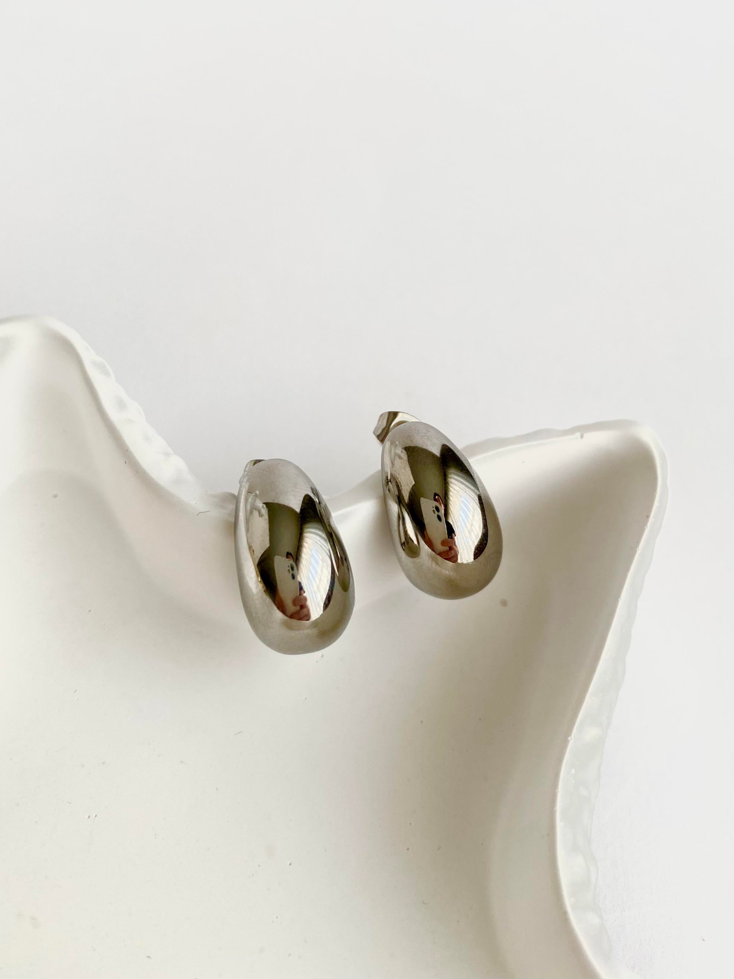 Çelik Mini Damla Küpe-Sİlver