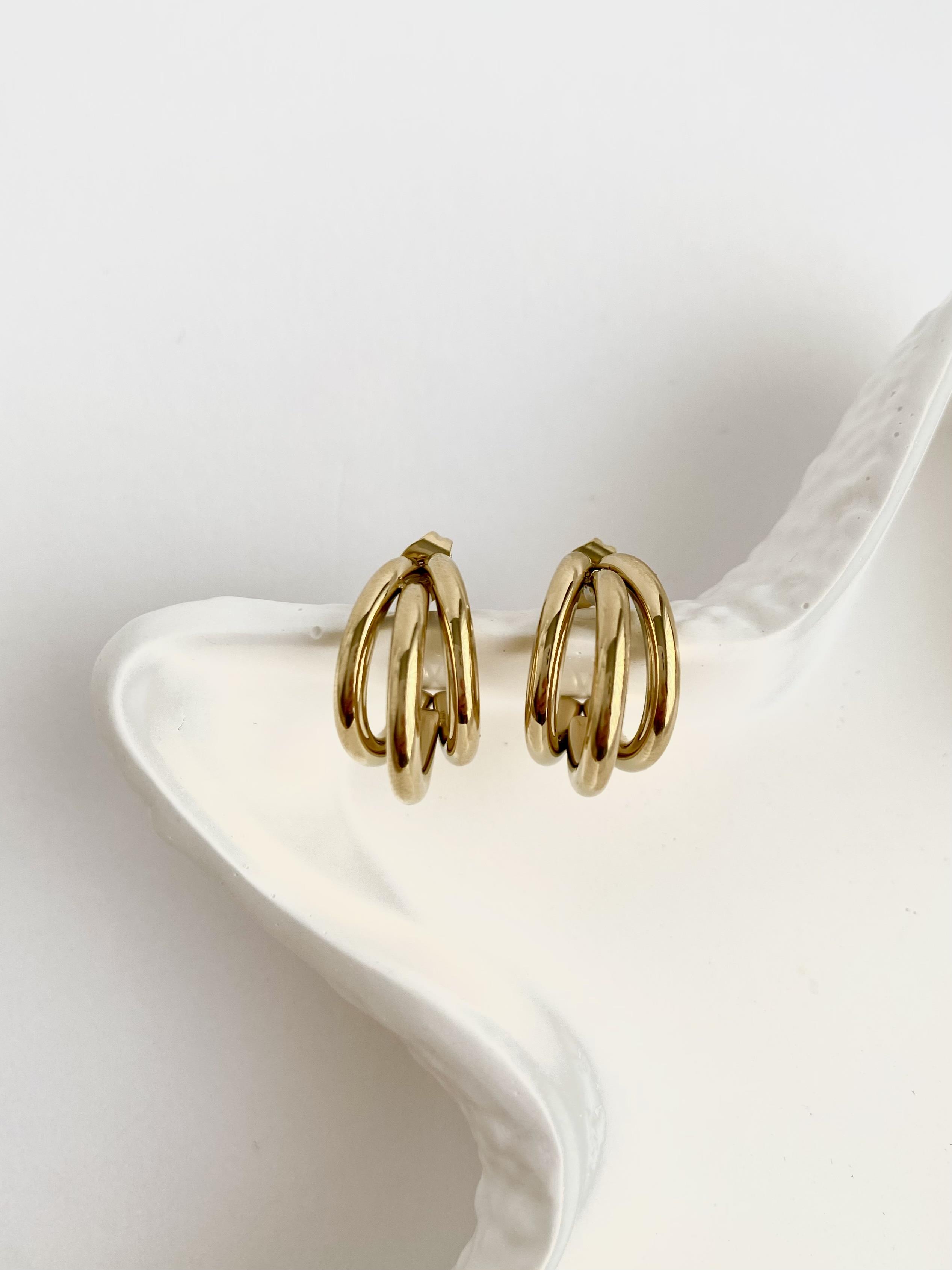 Çelik Üçlü Zarif Küpe