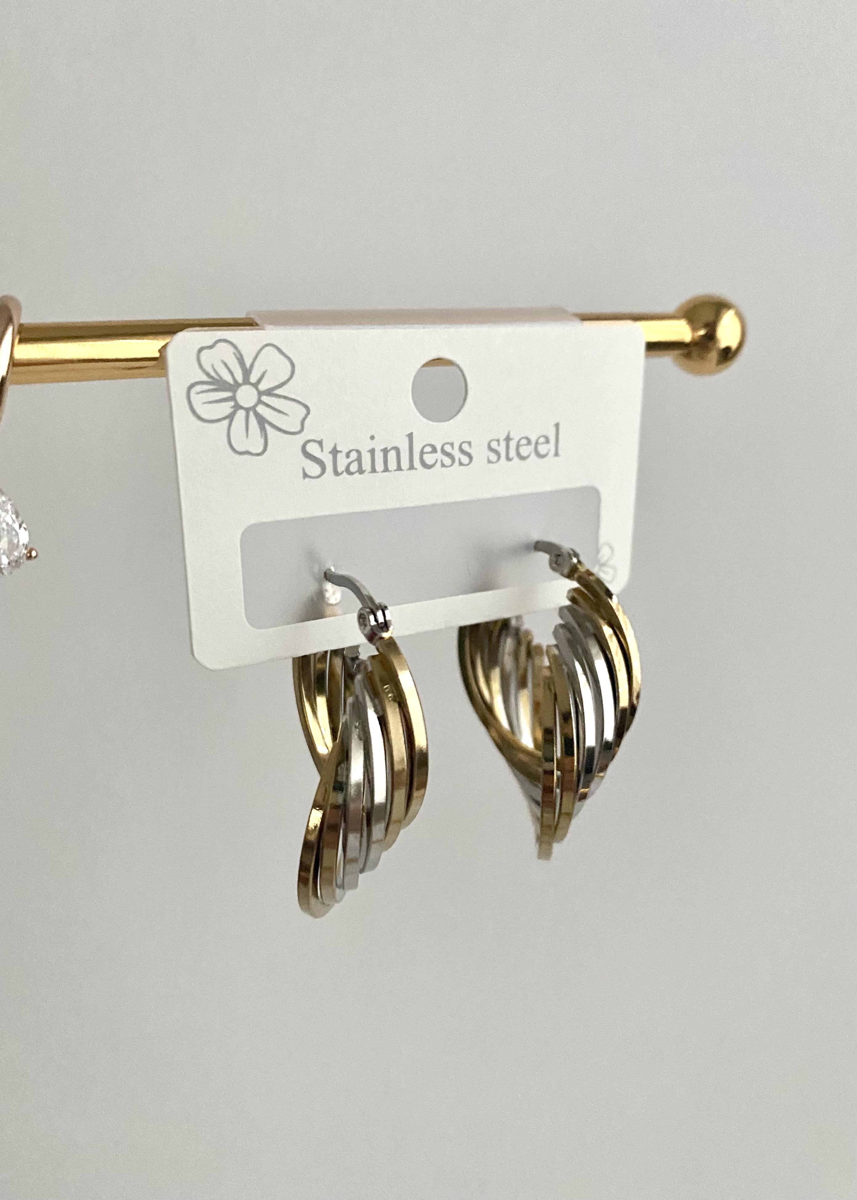 Çift Renkli Çelik Halka Sonsuzluk Küpe