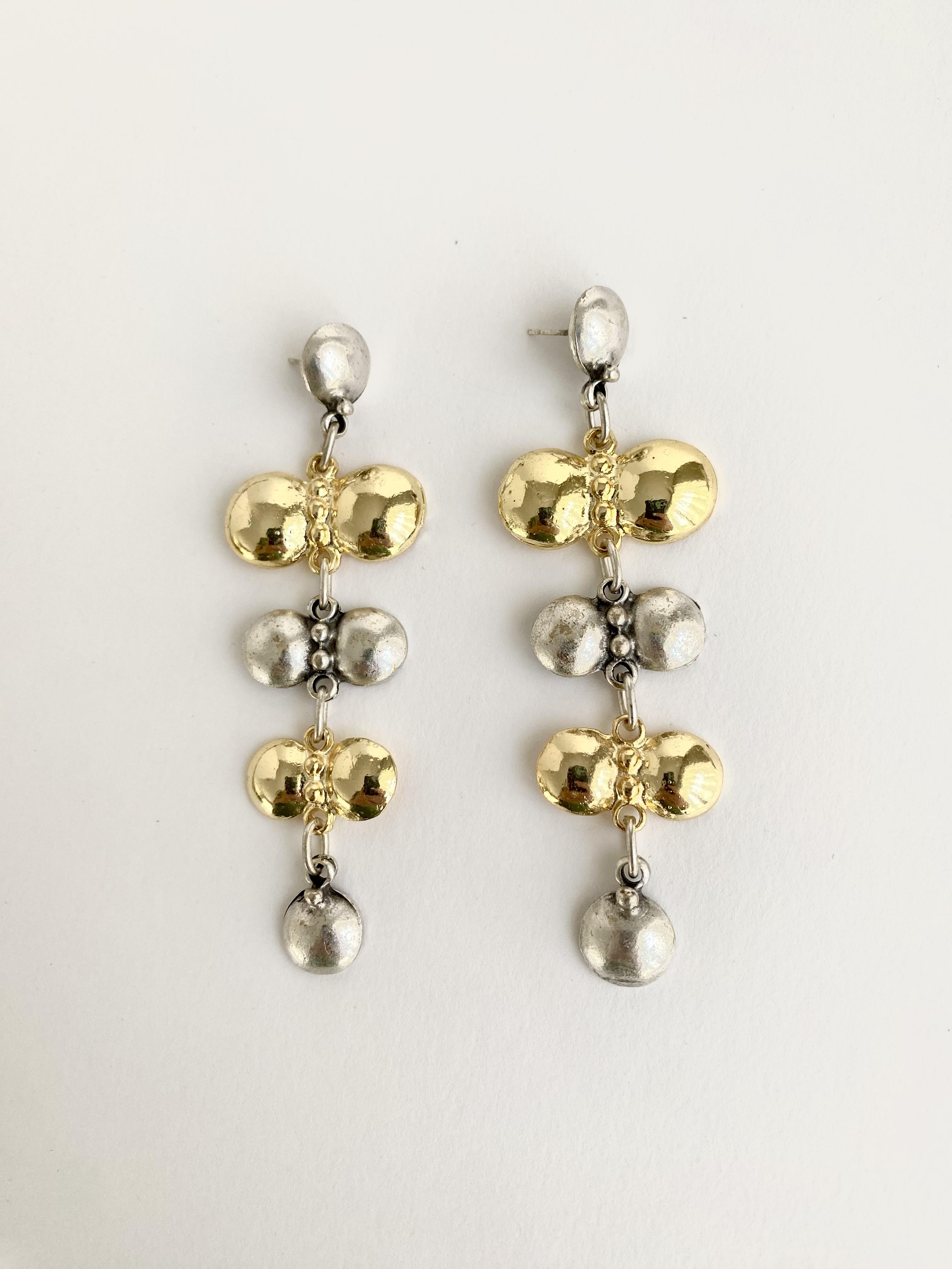 Çift Renkli Sallantılı Tasarım Etnik Küpe