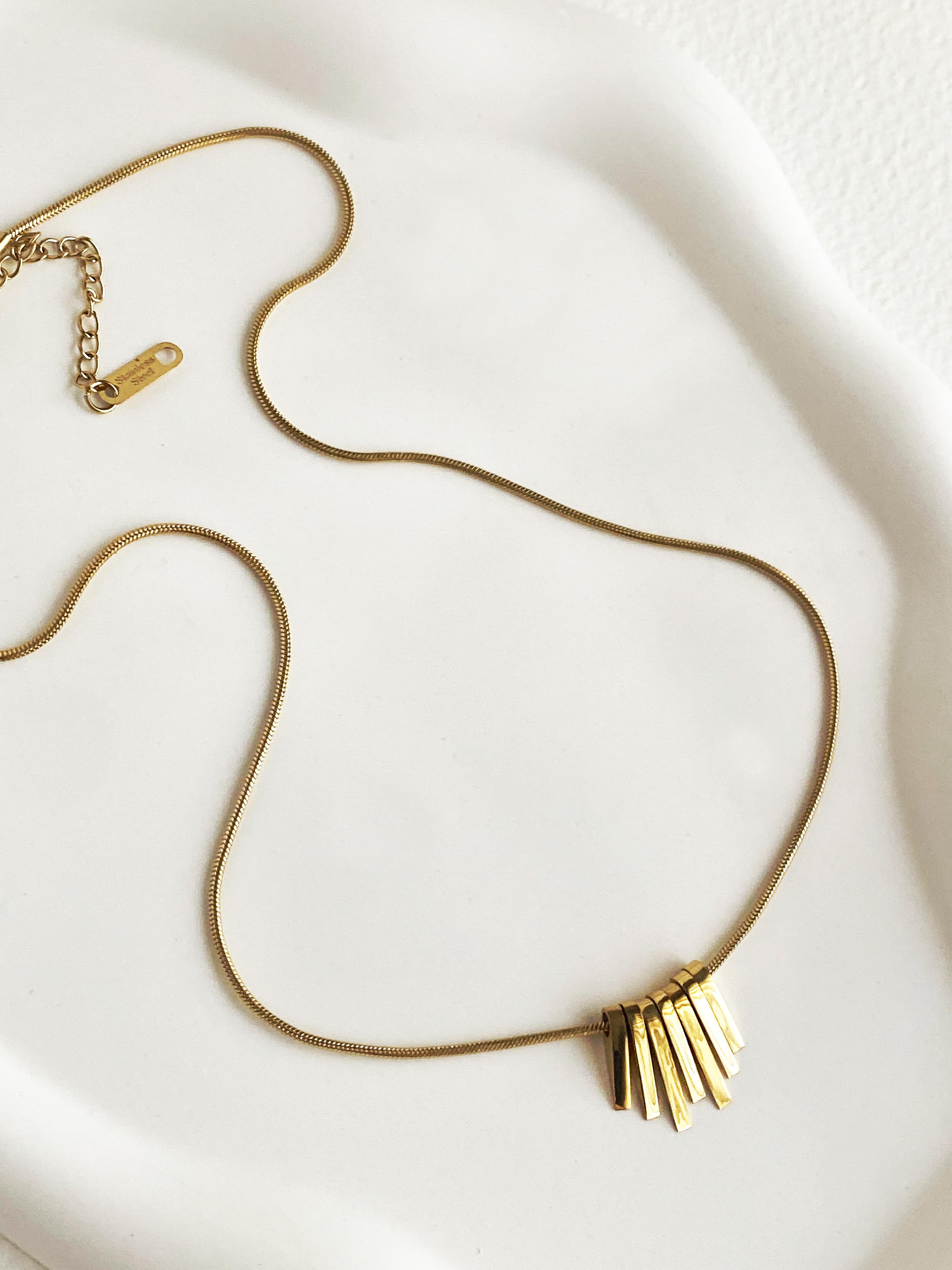 Çubuk Tasarımlı Zarif Çelik Kolye