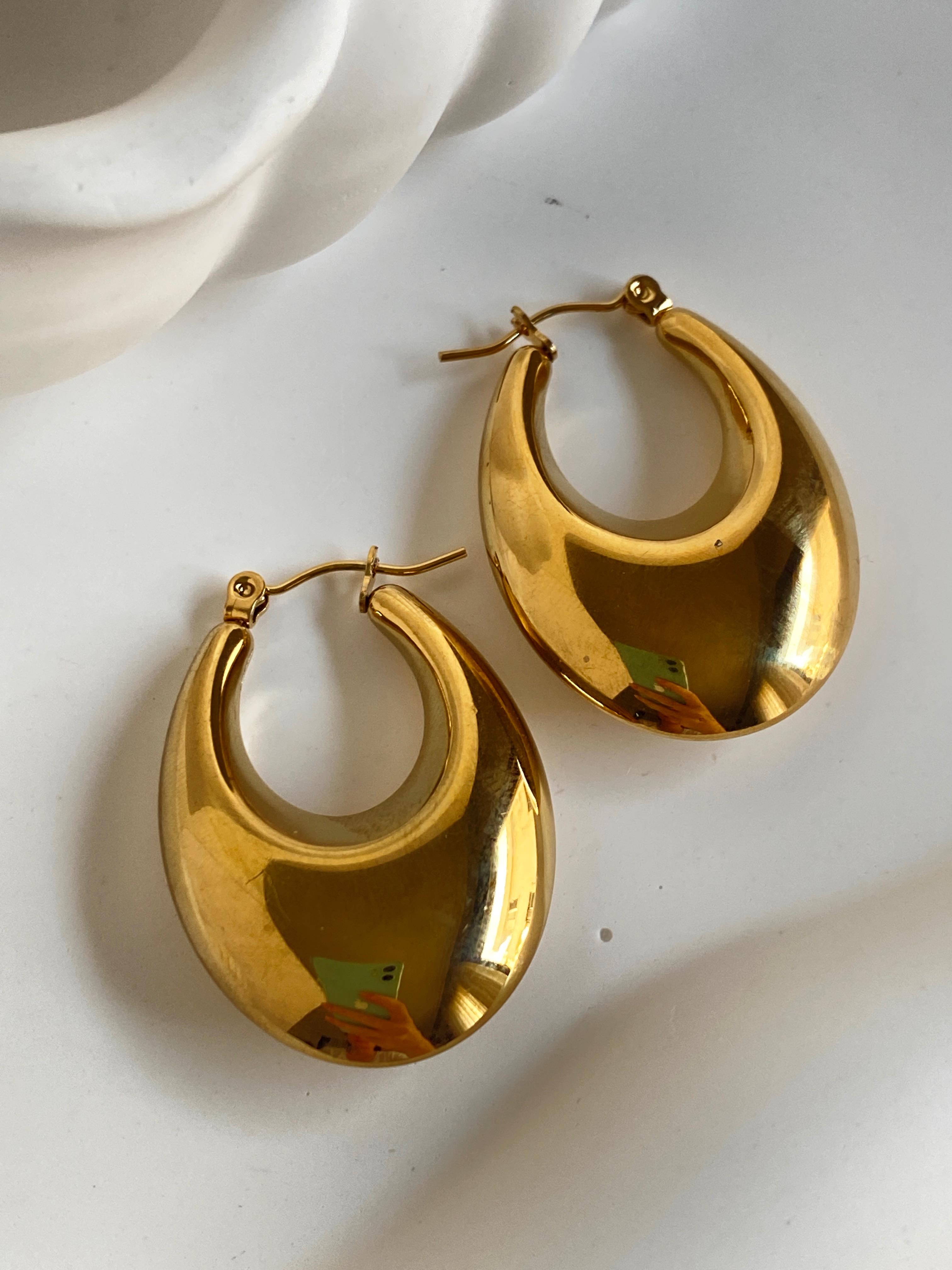 Geniş Midye Çelik Halka Küpe