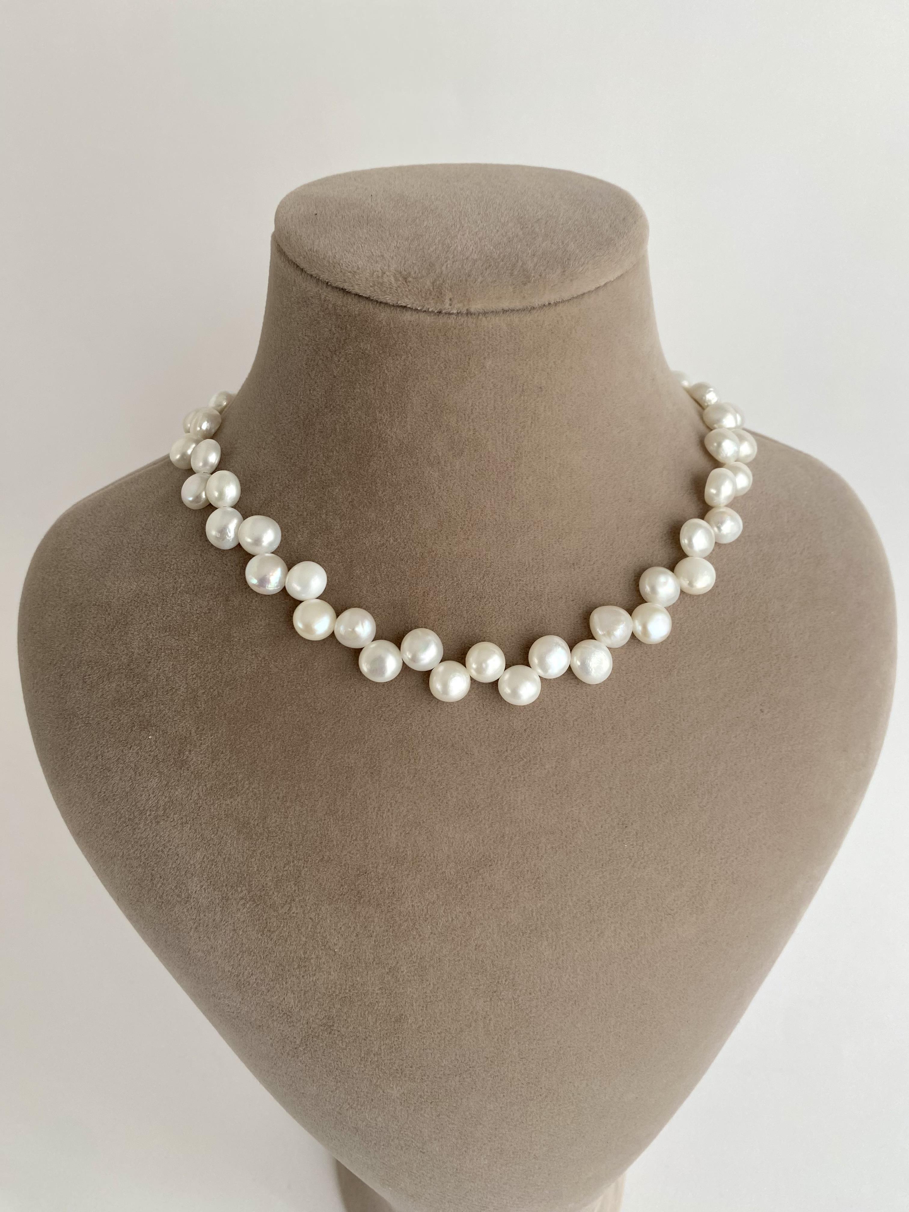 Gerçek İnci Yaprak Tasarım Kolye - Beyaz