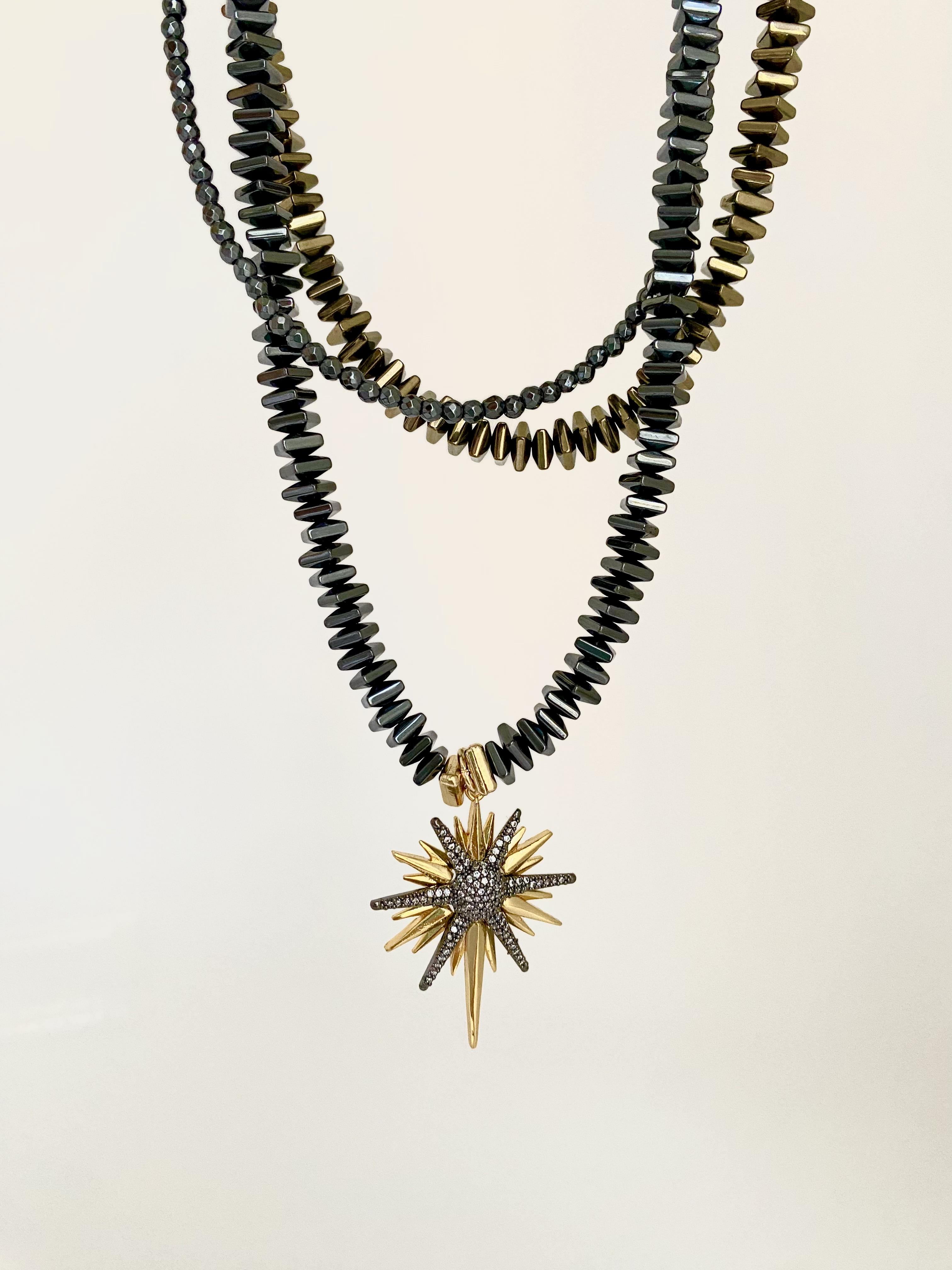 Hematit Taşlı Kuzey Yıldızı Kolye