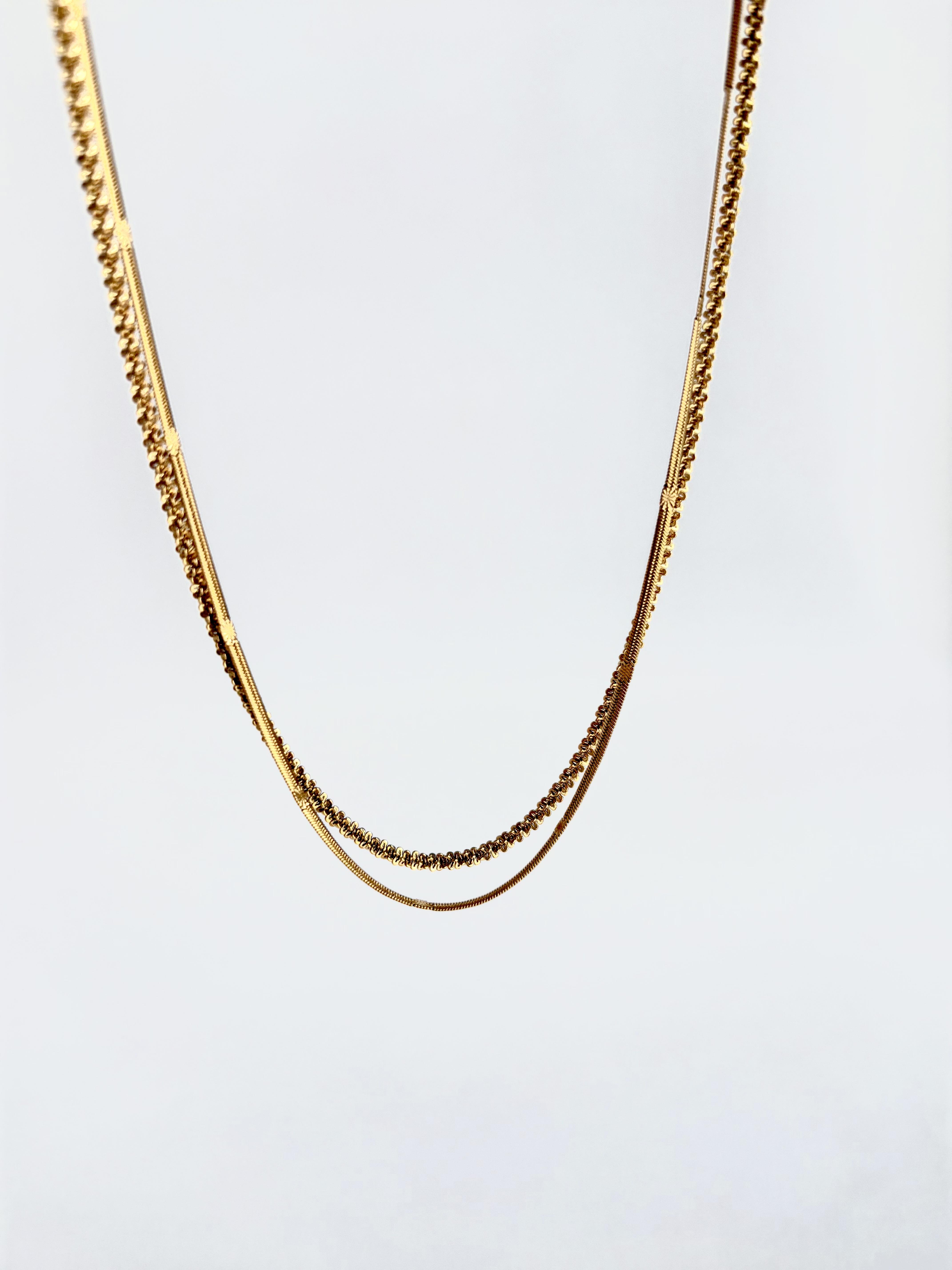 İkili Çelik Kolye Kombini-Gold