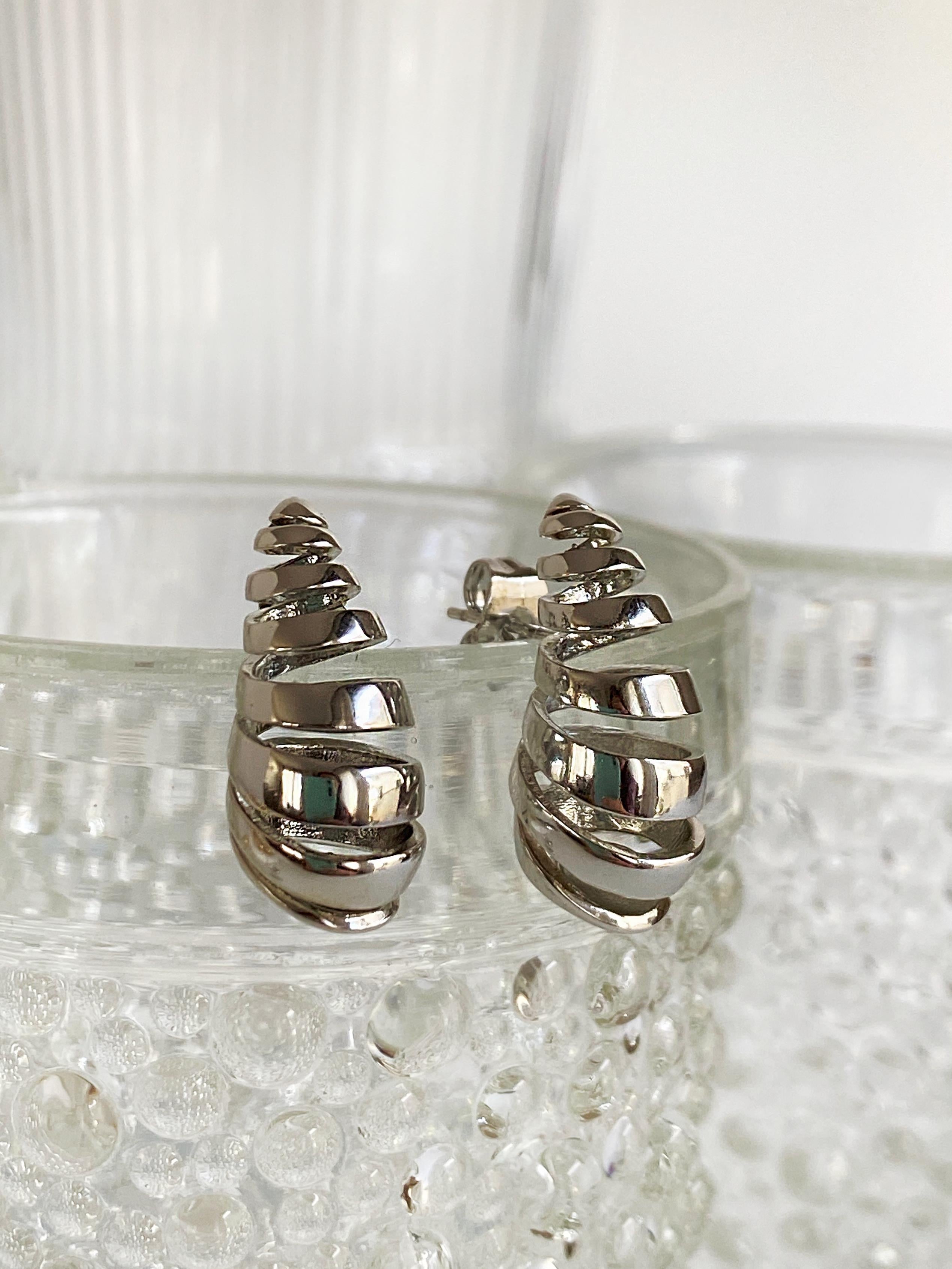 İtalyan Bottega Izgara Detaylı Damla Küpe - 2cm Mini Boy - Silver