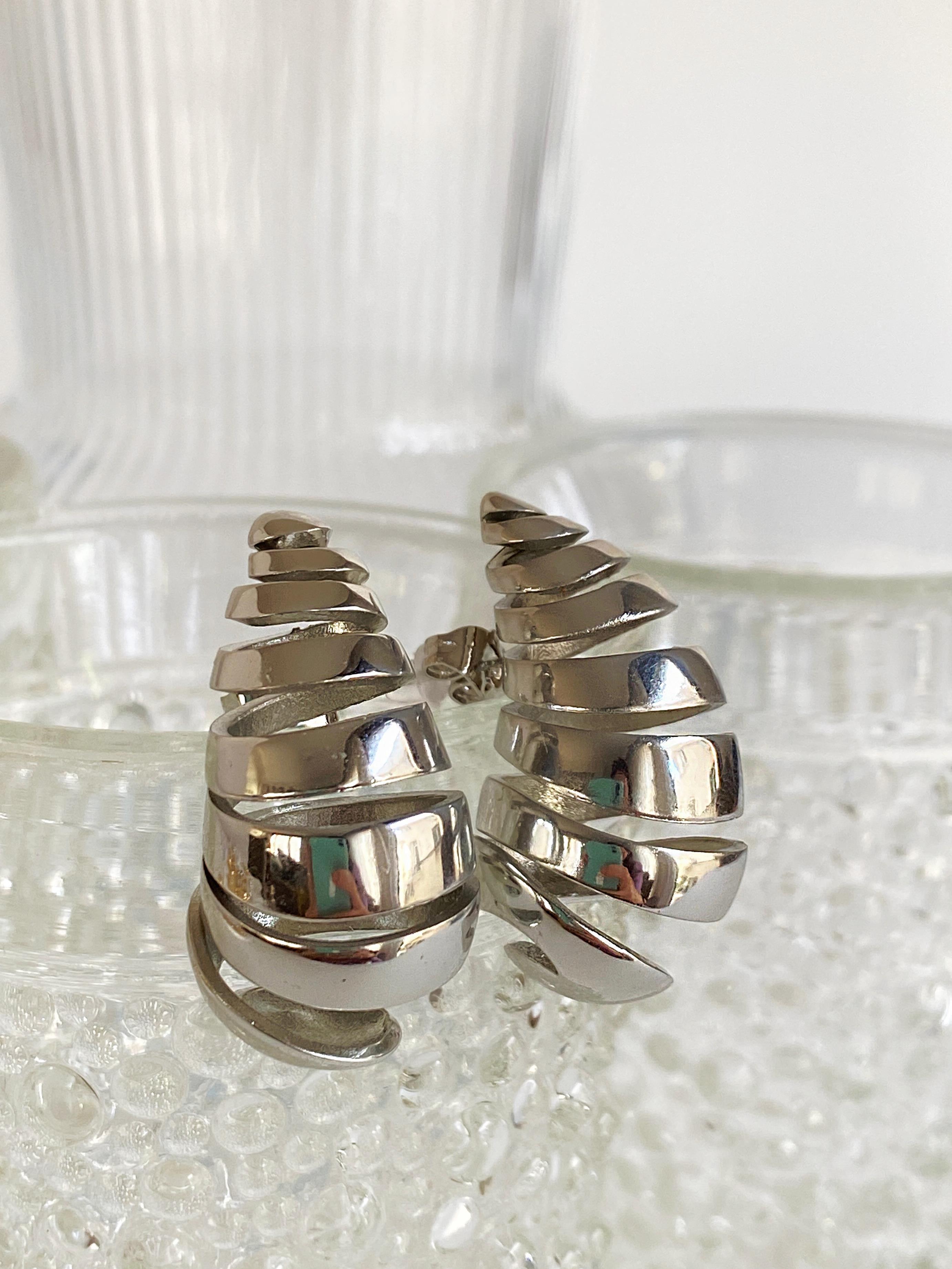 İtalyan Bottega Izgara Detaylı Damla Küpe - 3cm Orta Boy - Silver
